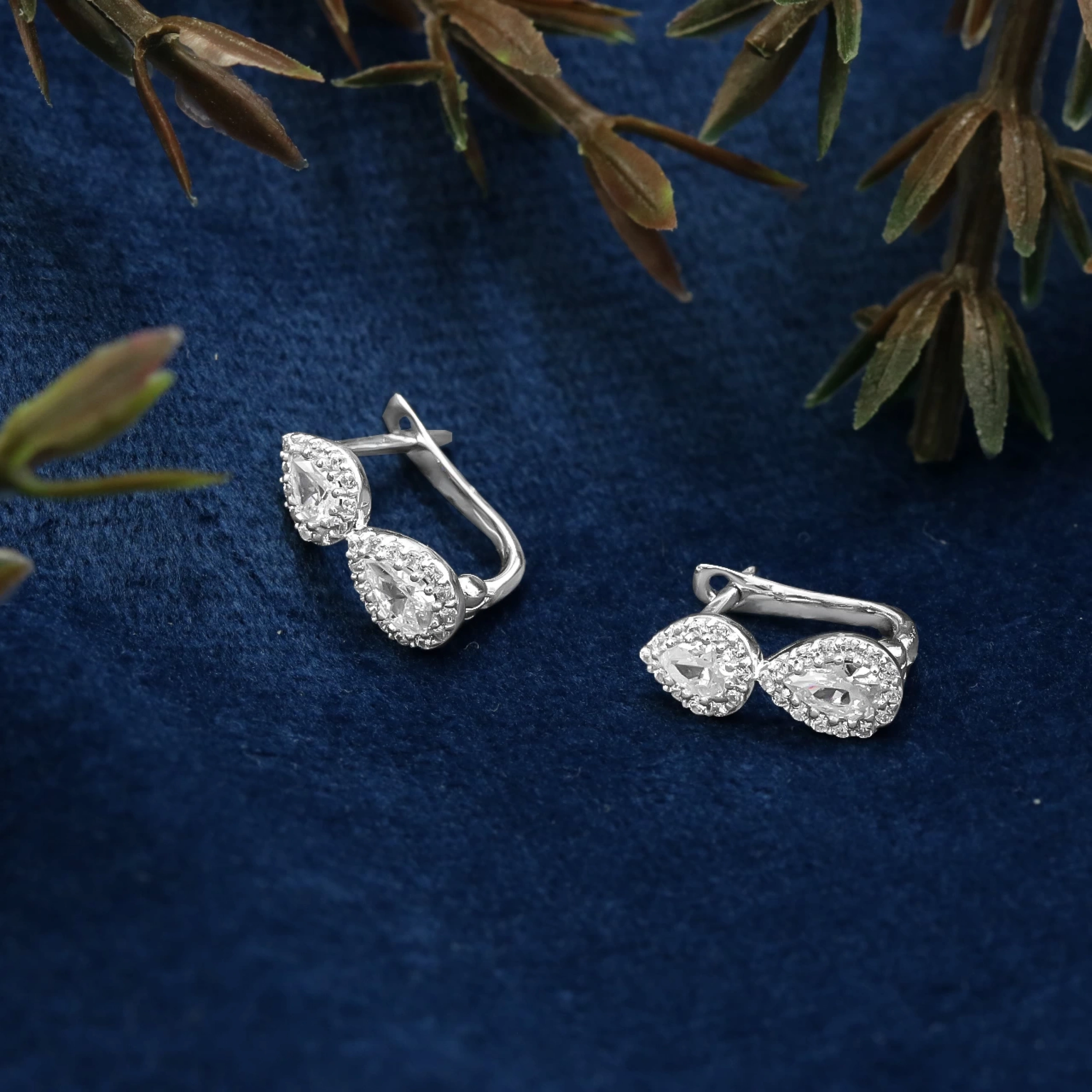 14 Ayar Beyaz Altın Damla Set