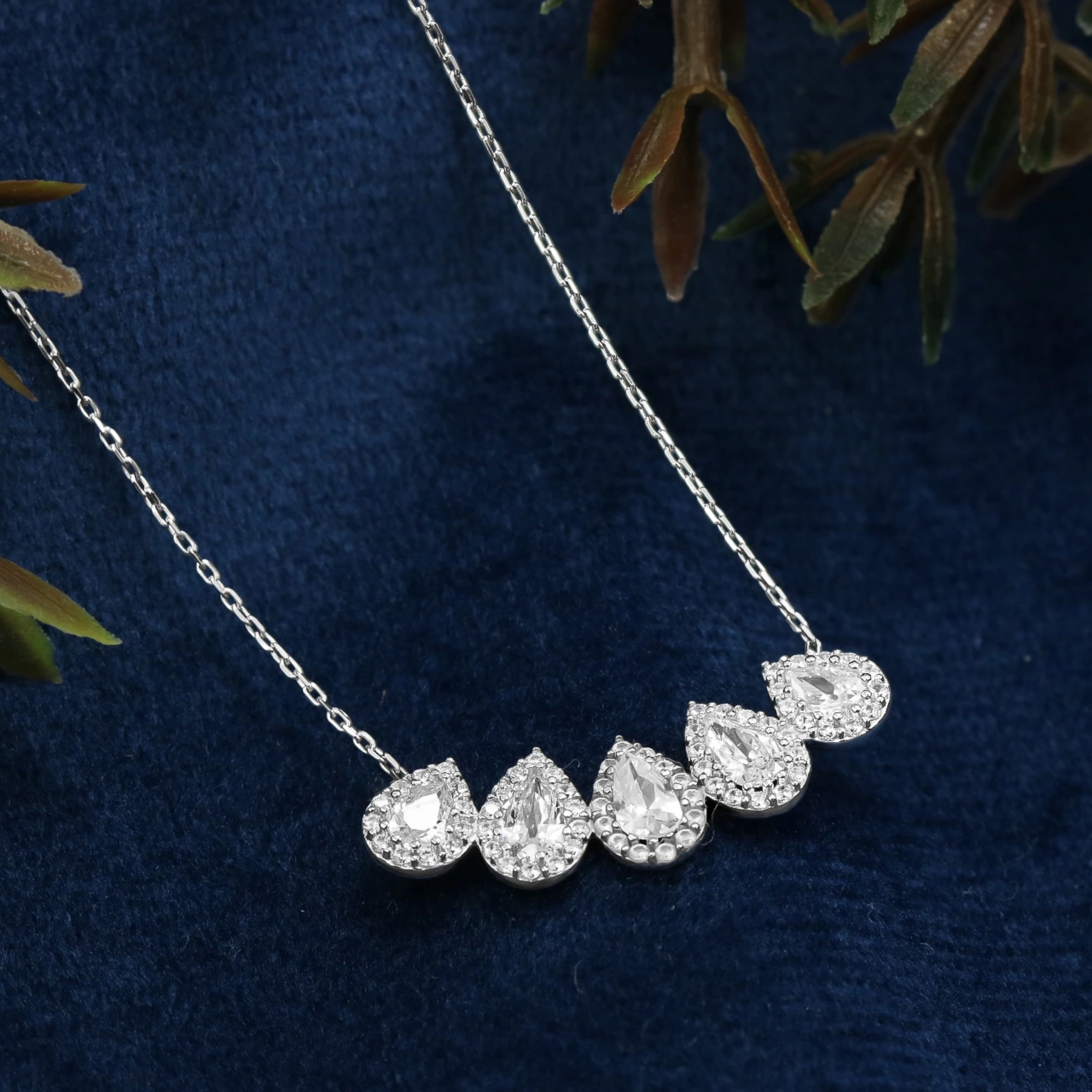 14 Ayar Beyaz Altın Damla Set