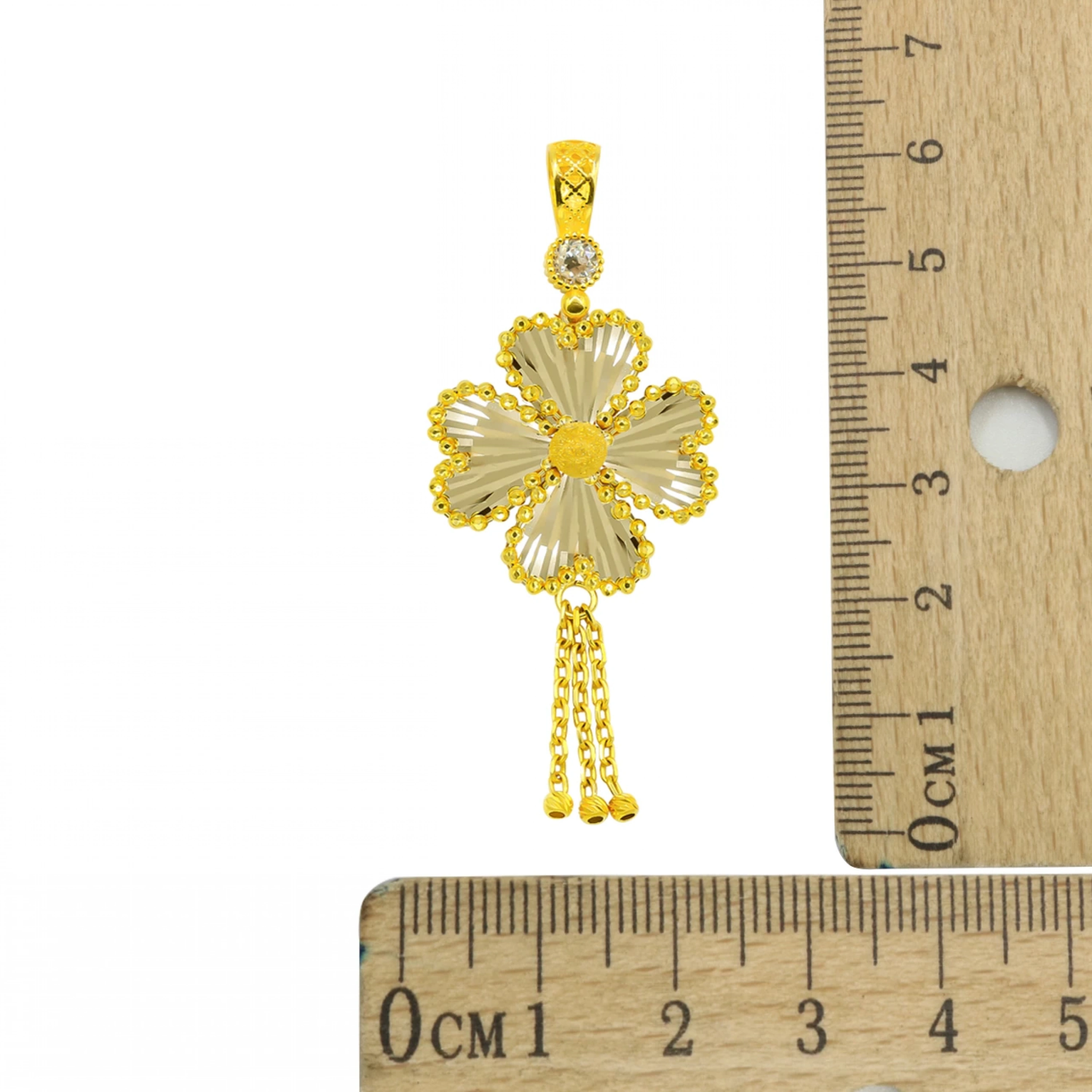 14 Ayar Dorika Yonca Altın Kolye Ucu