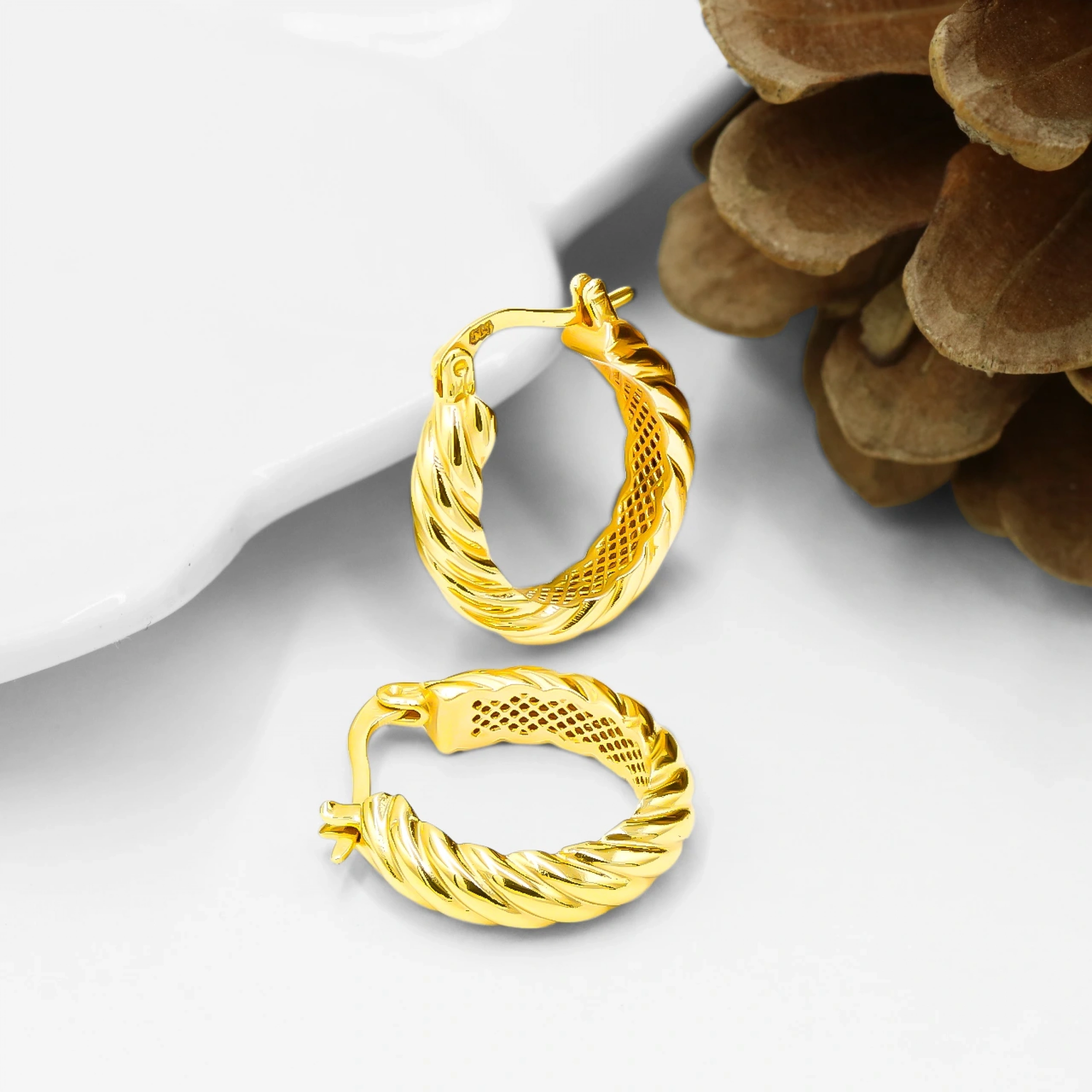 Burgu Tasarım 14 Ayar Altın Halka Küpe