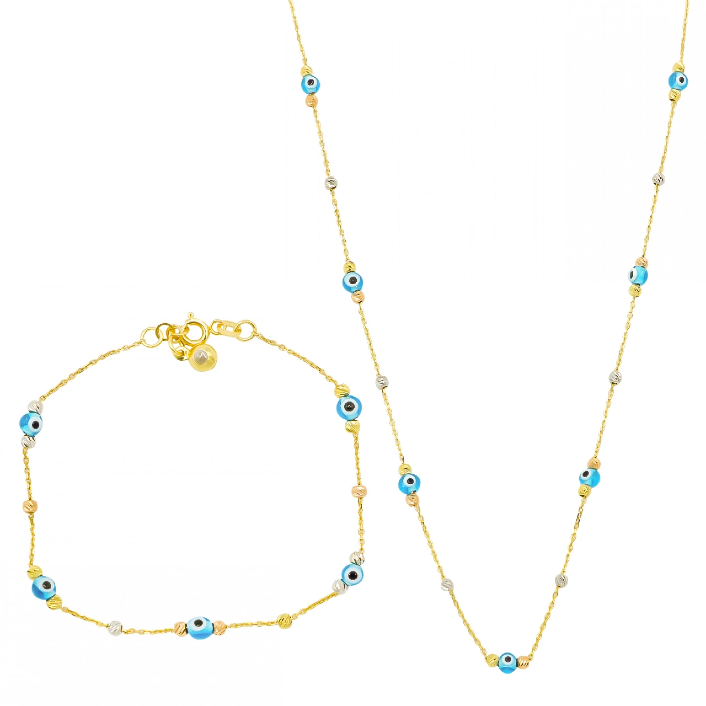 14 Ayar Mavi Göz Altın Mini Set