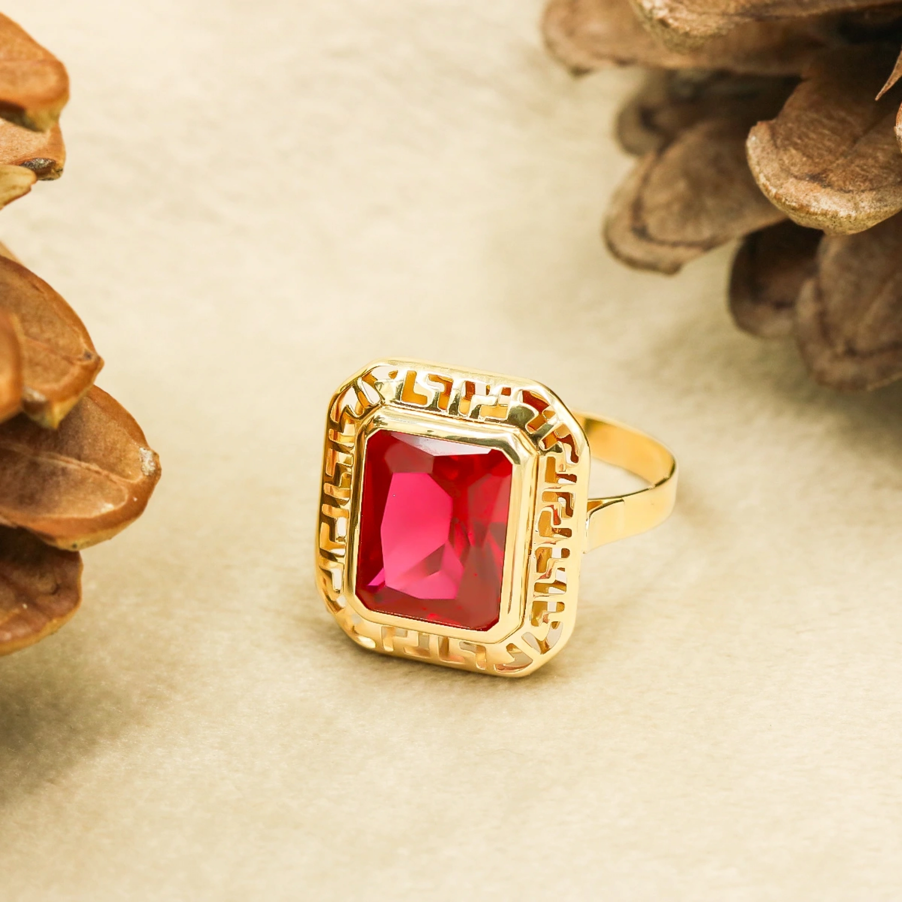 Kırmızı Taşlı 14 Ayar Mini Set