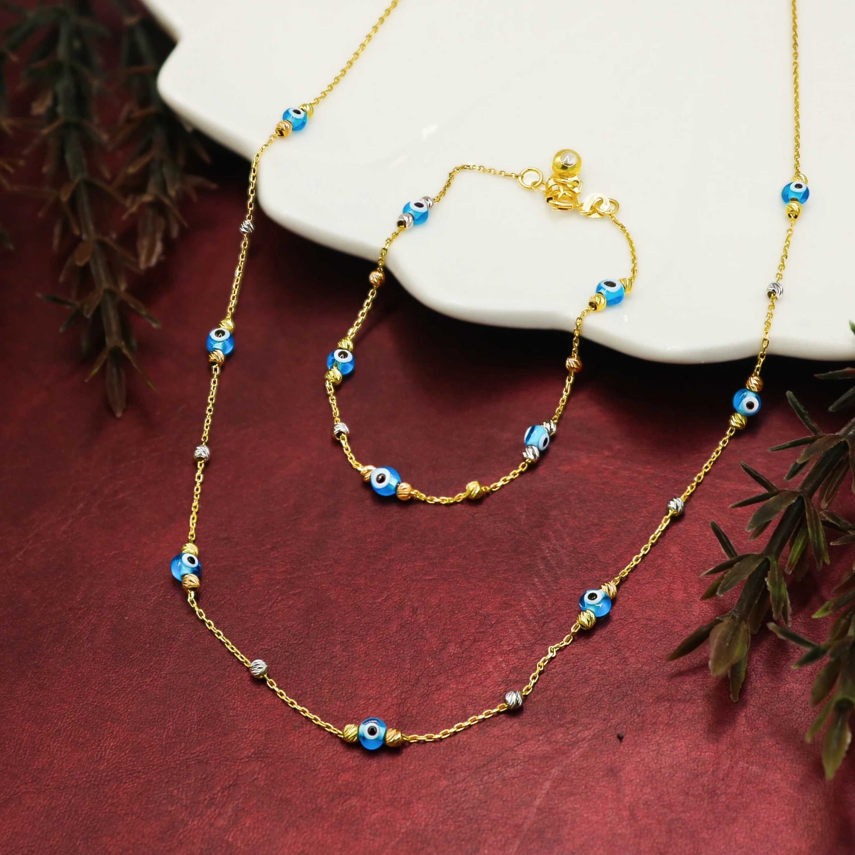 14 Ayar Mavi Göz Altın Mini Set
