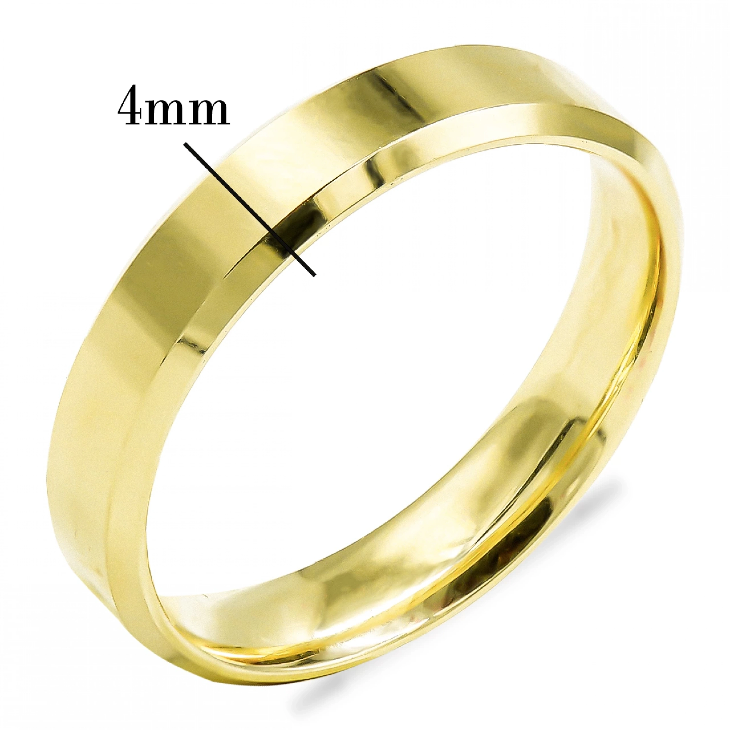 14 Ayar Düz Köşeli Klasik Alyans Yüzük 4mm