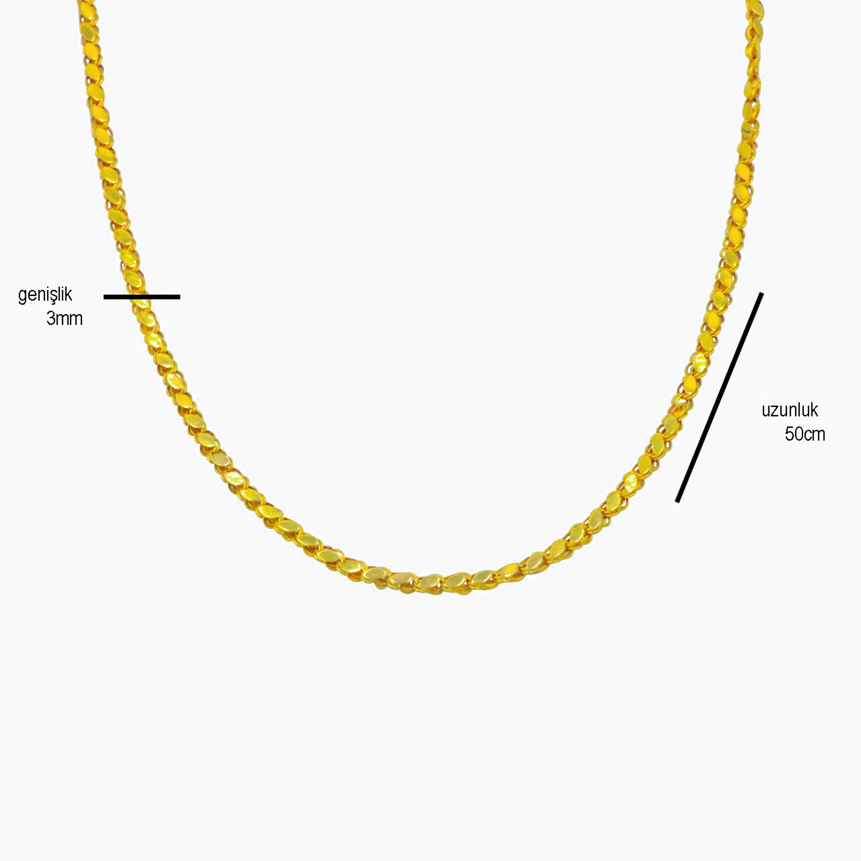 14 Ayar Pullu Zincir - 50 Cm.