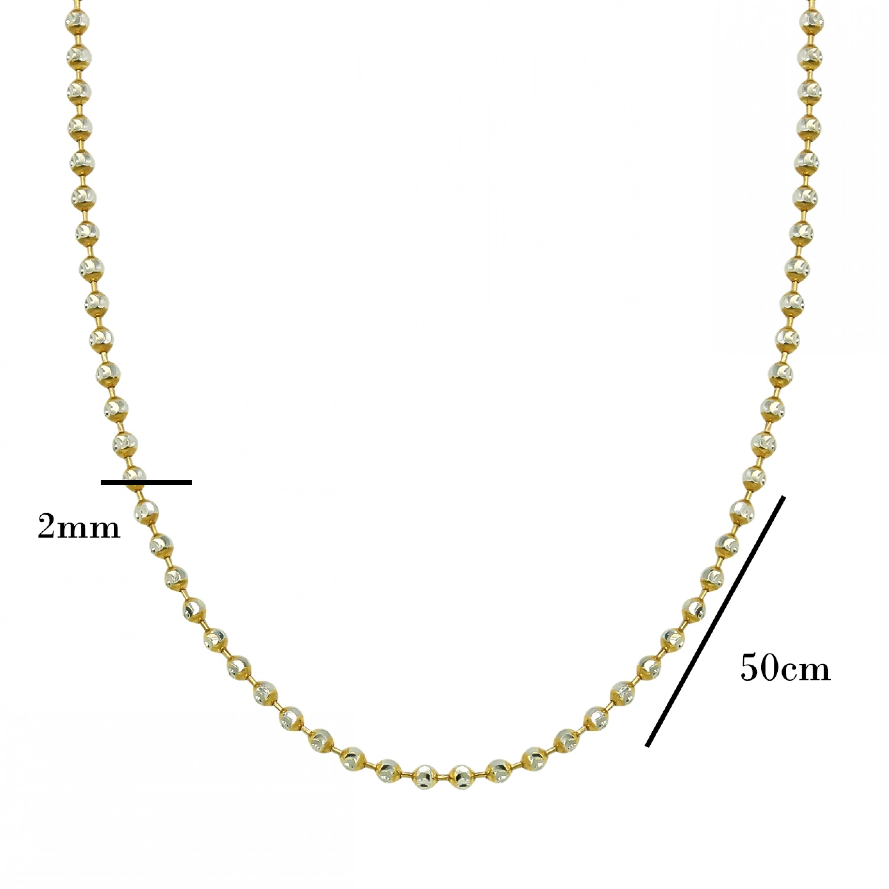 Parlak Toplu 14 Ayar Altın Zincir - 50 Cm