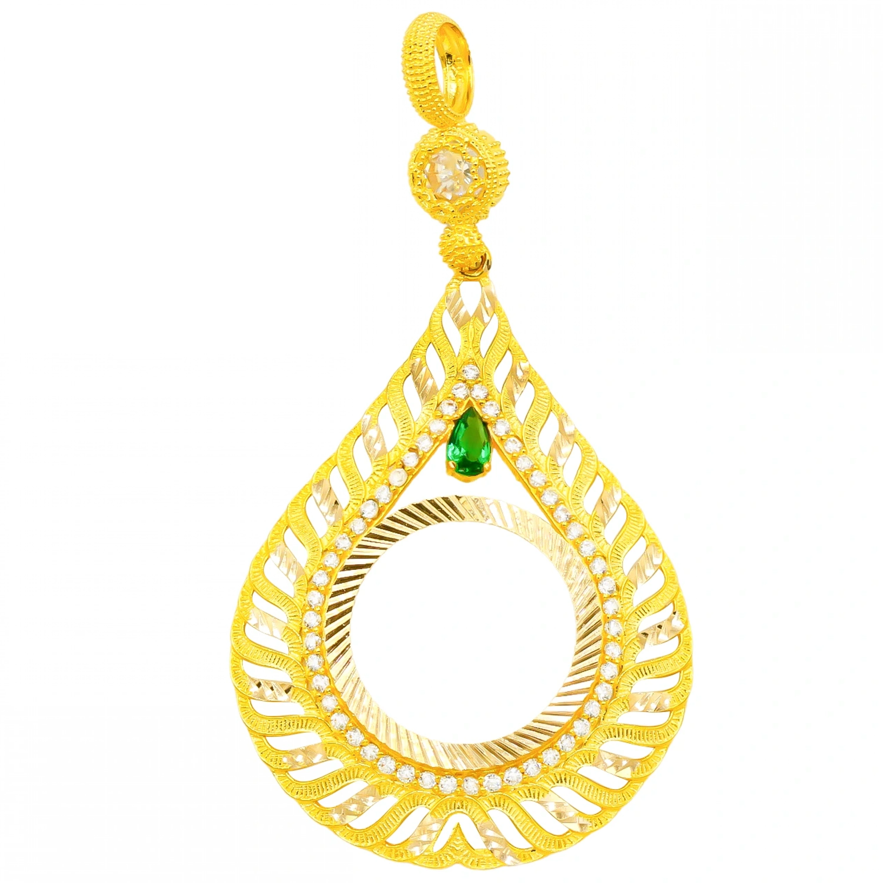 Yeşil Taşlı 14 Ayar Çeyrek Altın Çerçeve