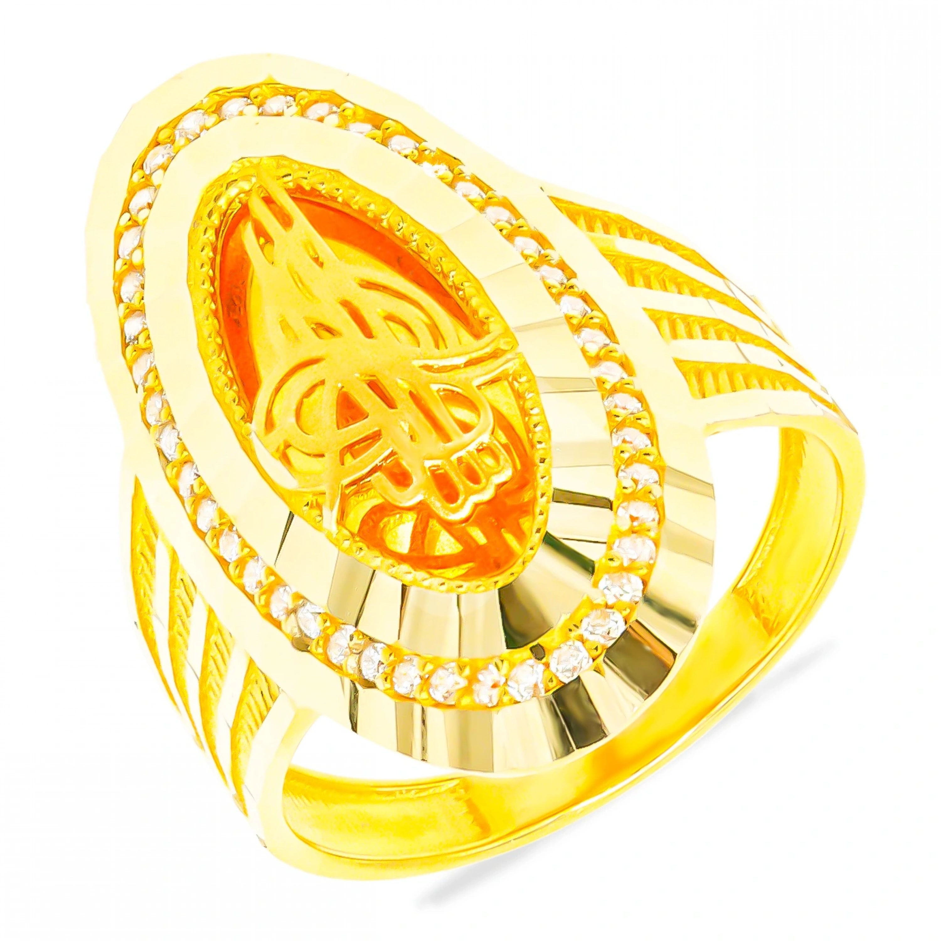 Taşlı Tuğra Model 14 Ayar Altın Yüzük