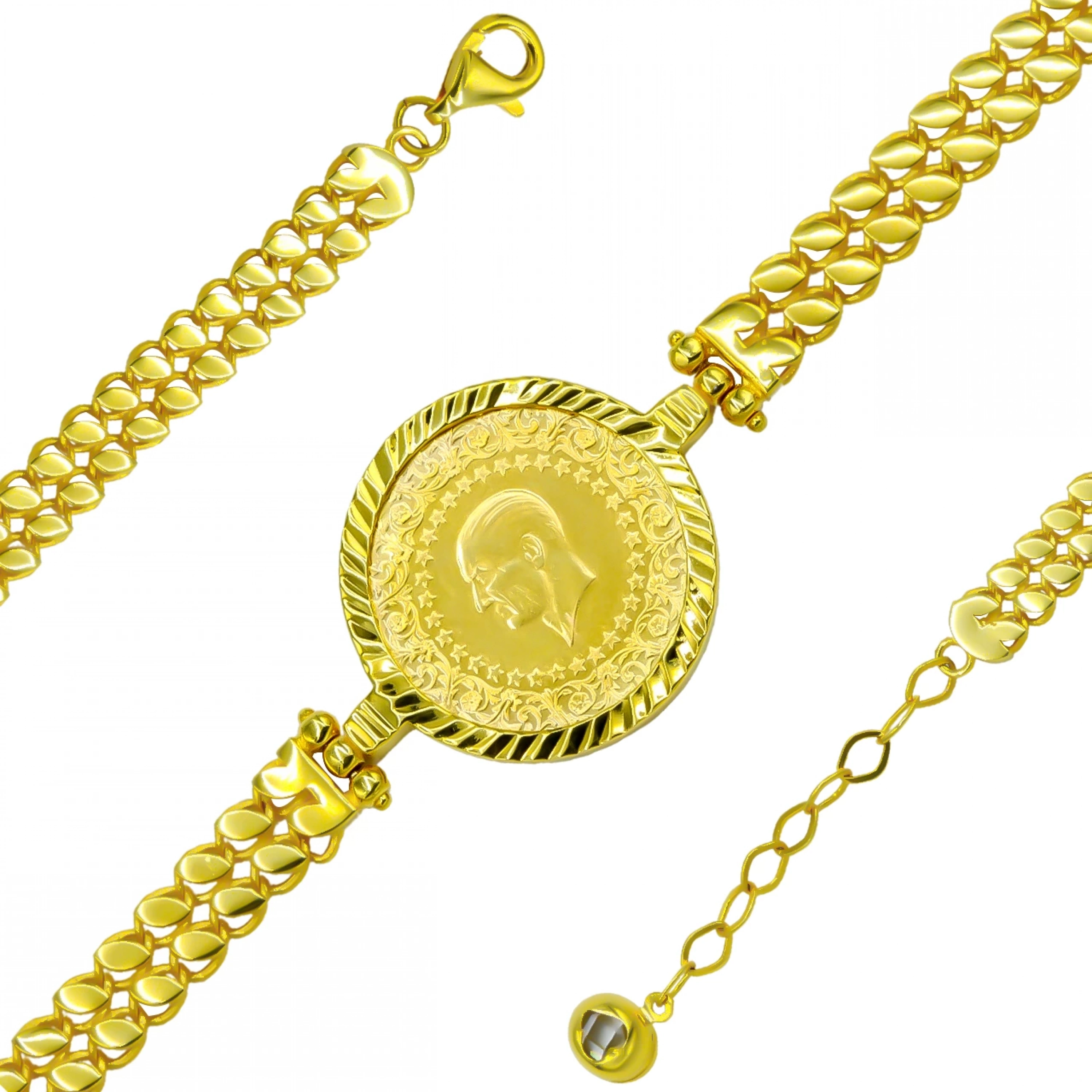 2 Sıra Pullu 14 Ayar Çeyrek Altın Bileklik