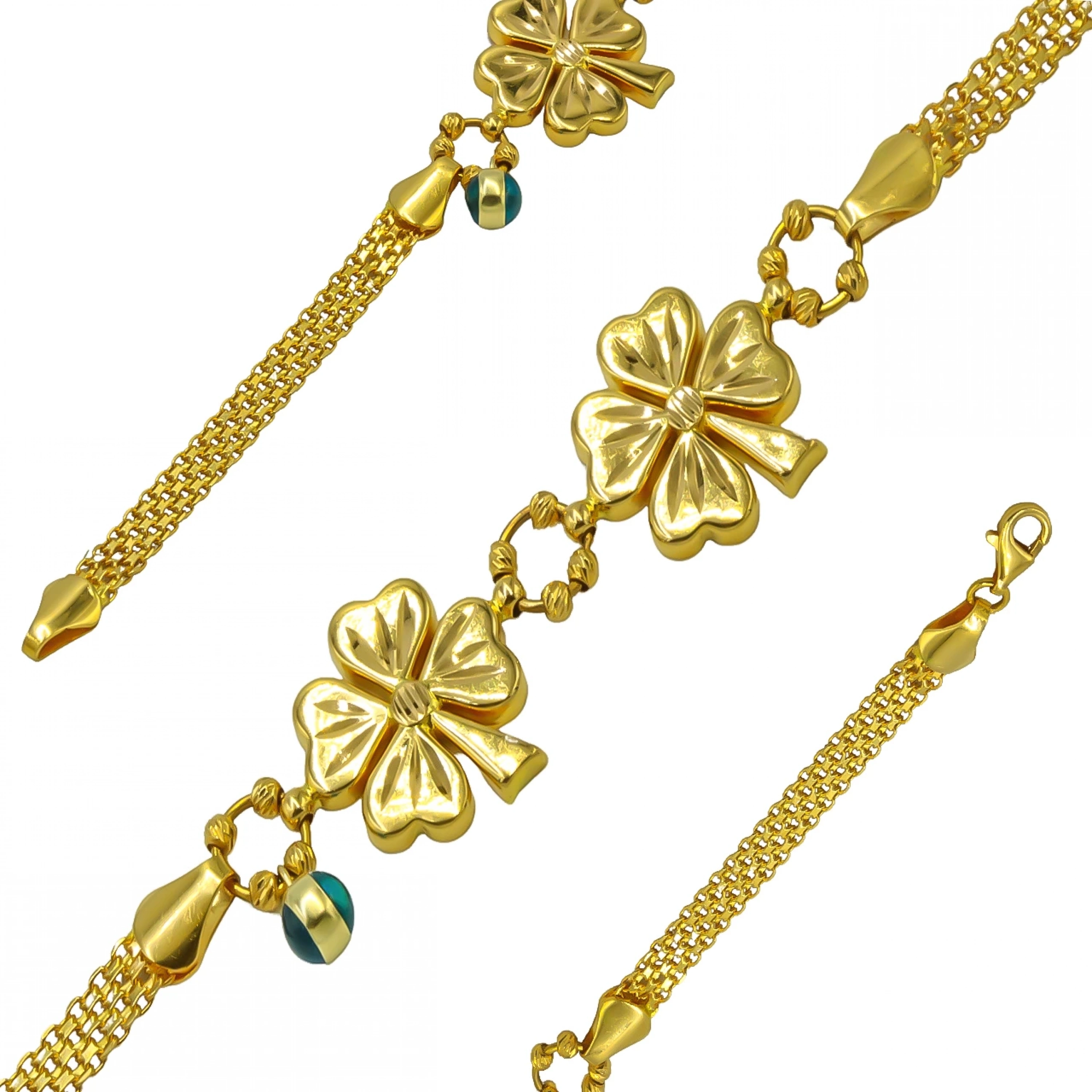 2 Yoncalı 22 Ayar Altın Bileklik