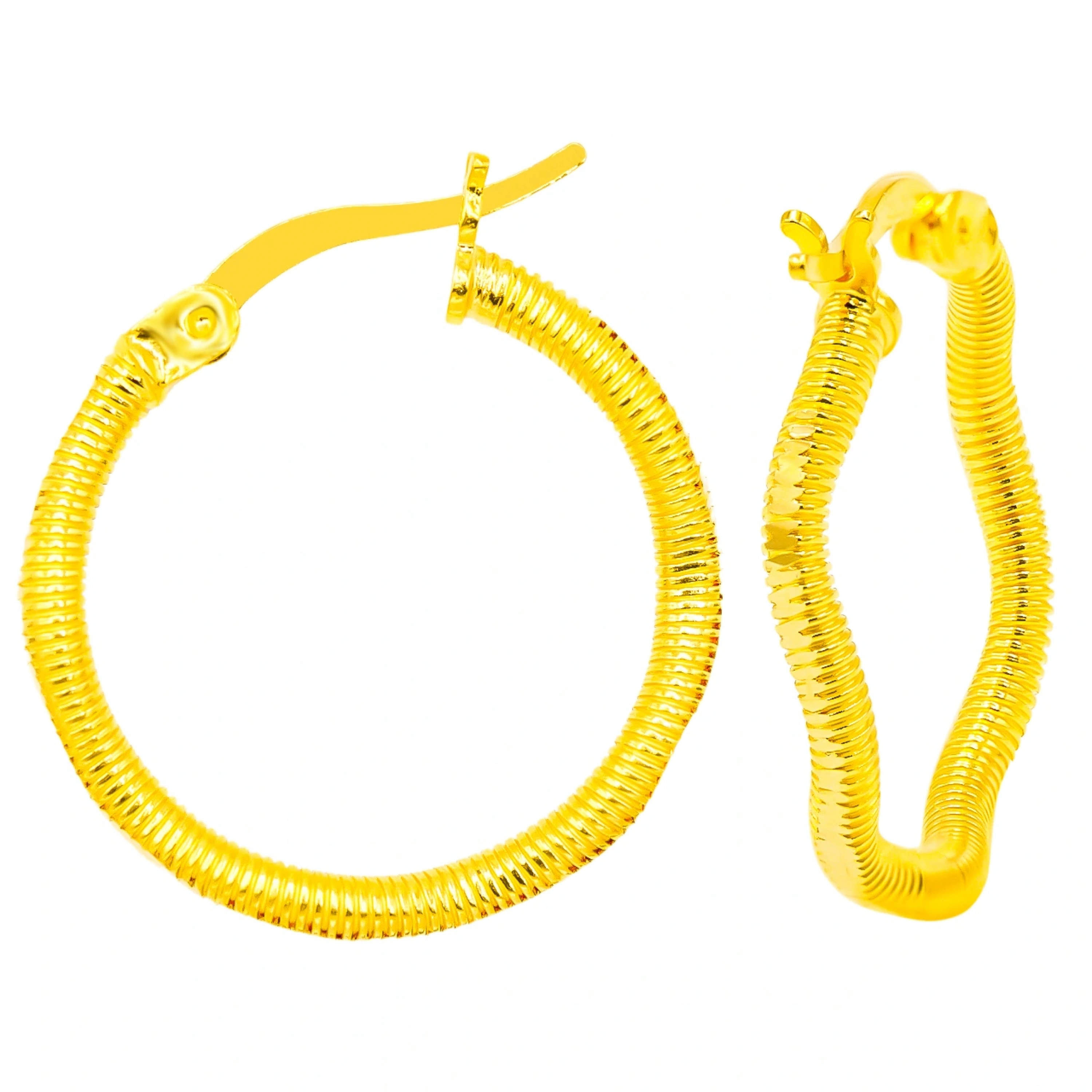 22 Ayar Dalgalı Ajda Halka Altın Küpe