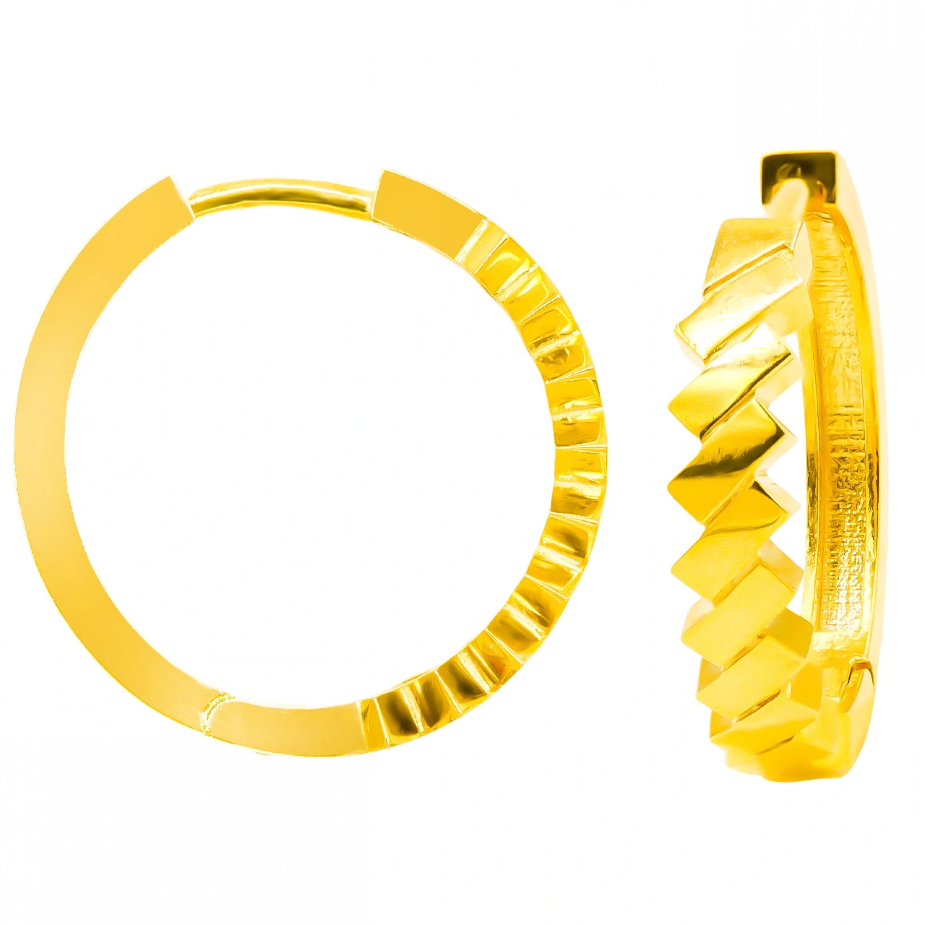 22 Ayar Zig Zag Halka Altın Küpe