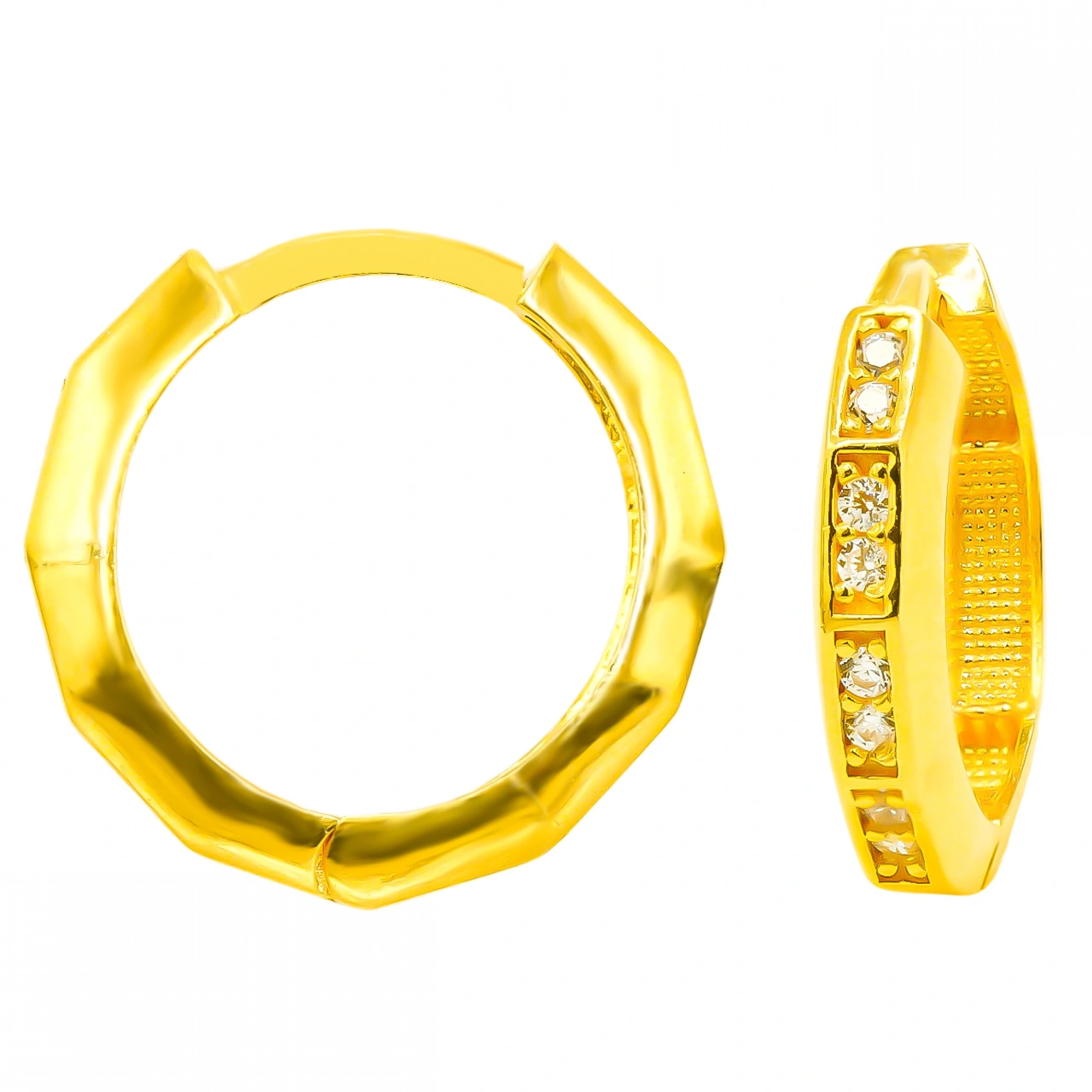 22 Ayar Taşlı Halka Altın Küpe