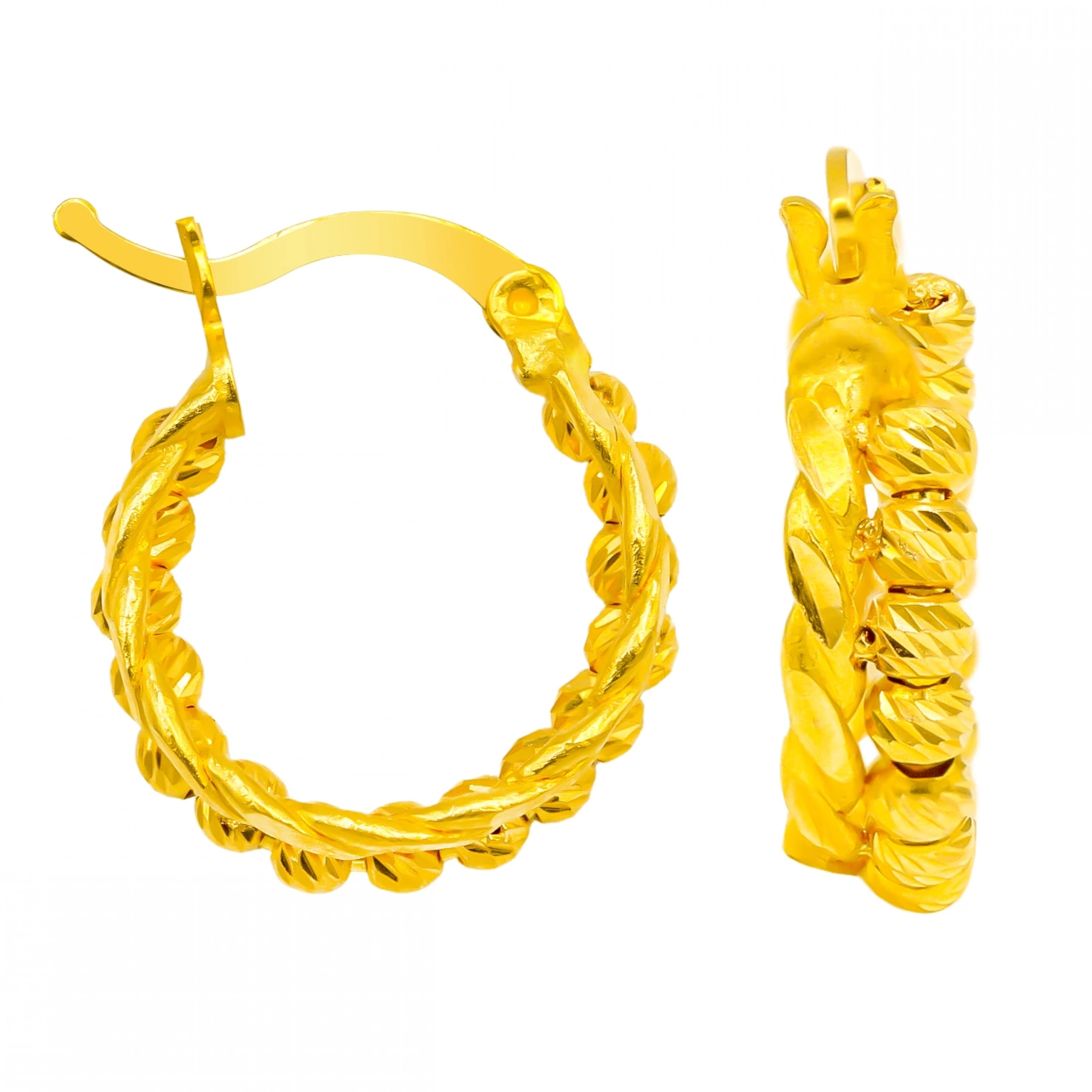 22 Ayar Burma Dorika Halka Altın Küpe