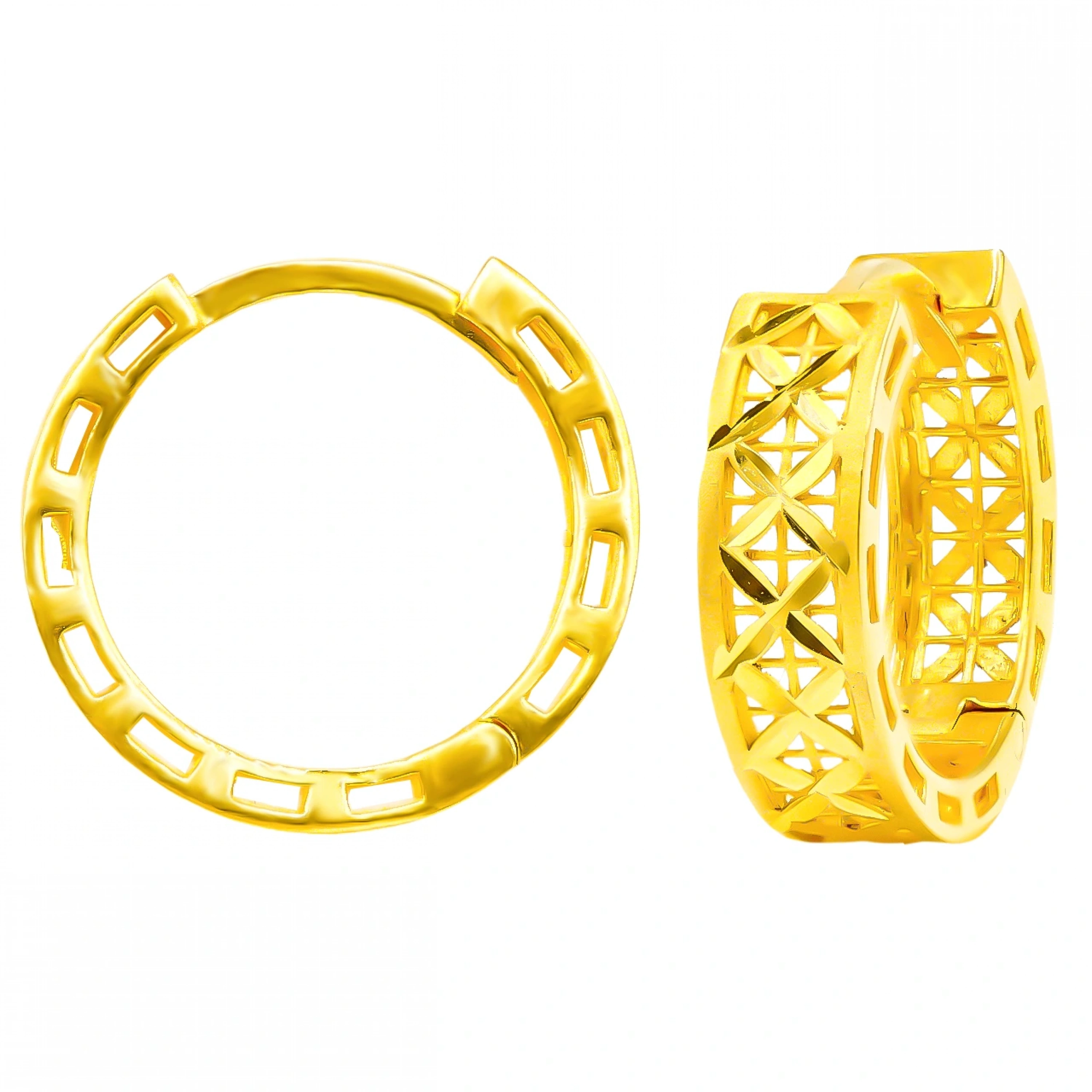 Boyutlu 22 Ayar Halka Altın Küpe