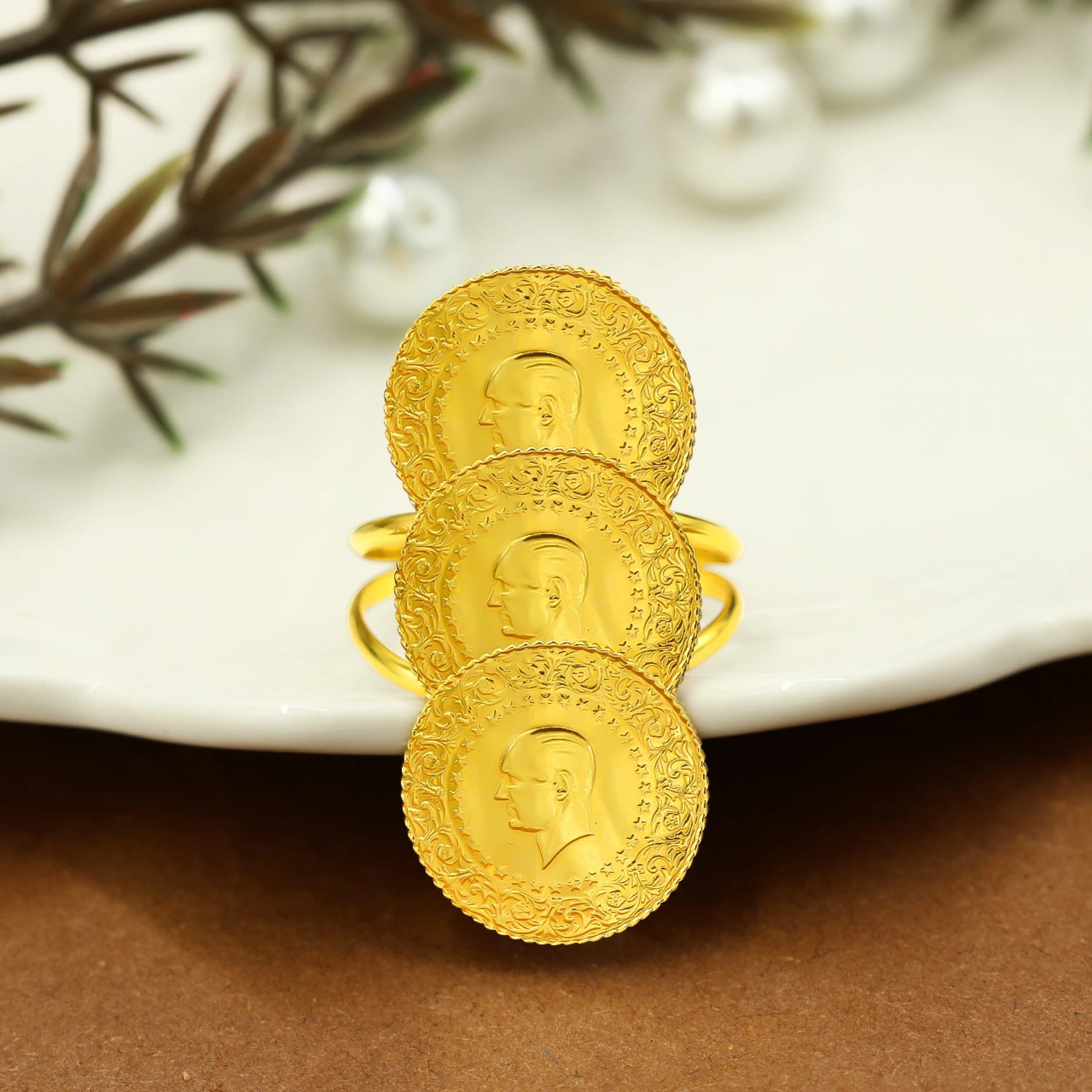 3 Çeyrekli 22 Ayar Altın Yüzük