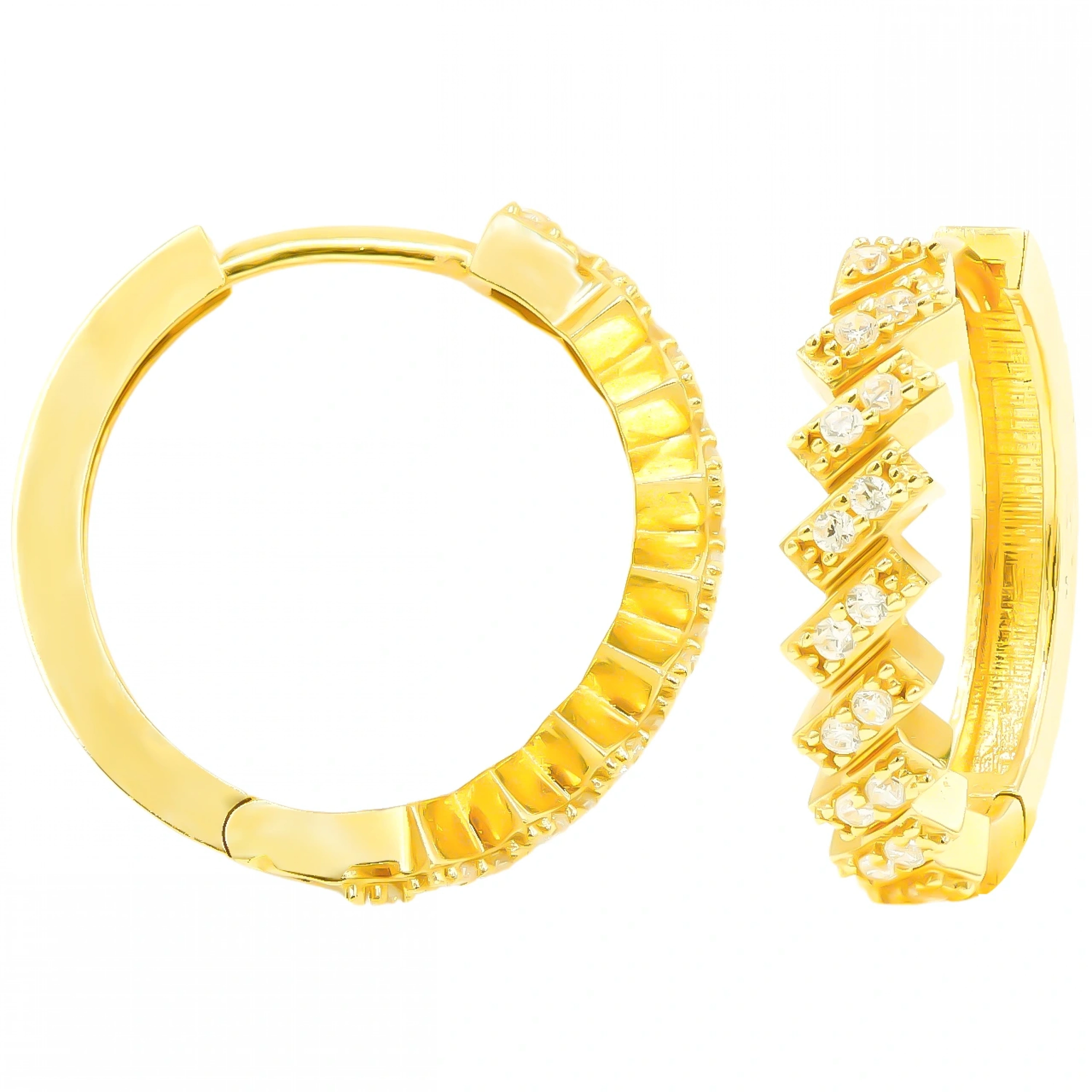 Zig Zag 14 Ayar Altın Halka Küpe