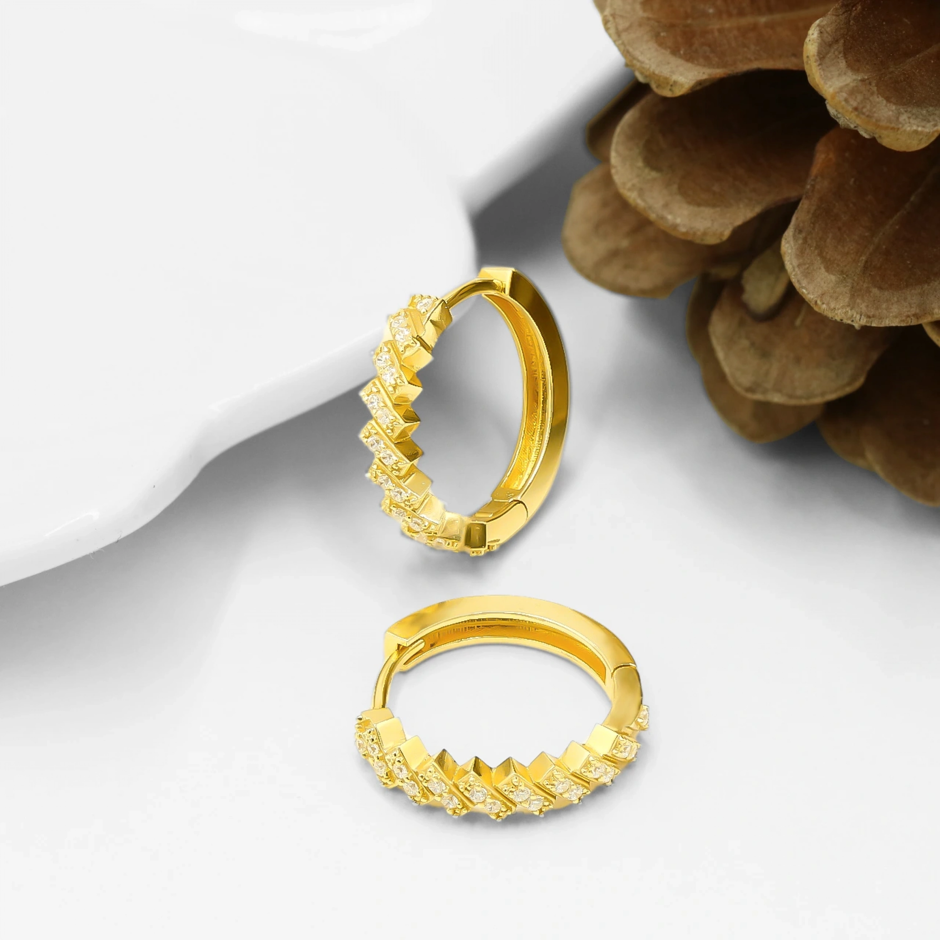 Zig Zag 14 Ayar Altın Halka Küpe