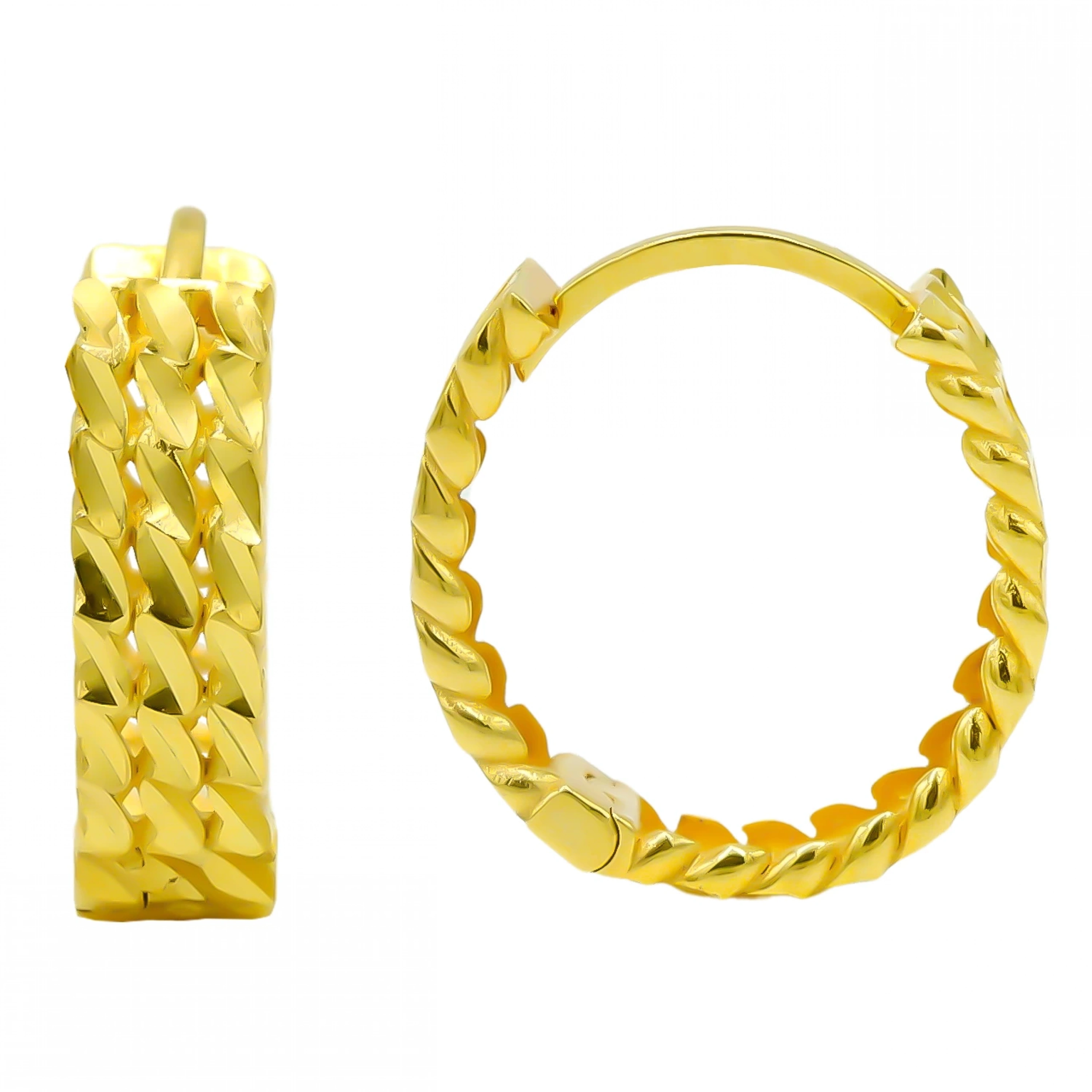 3 Sıra Burma 8 Ayar Halka Altın Küpe