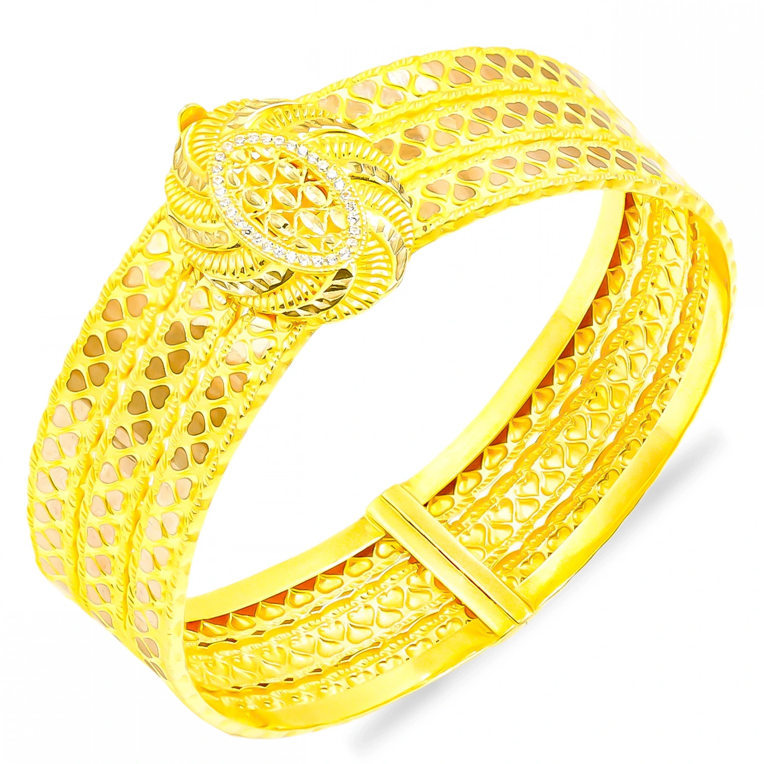 3 Sıra Kalplı 8 Ayar Kelepçe Bilezik