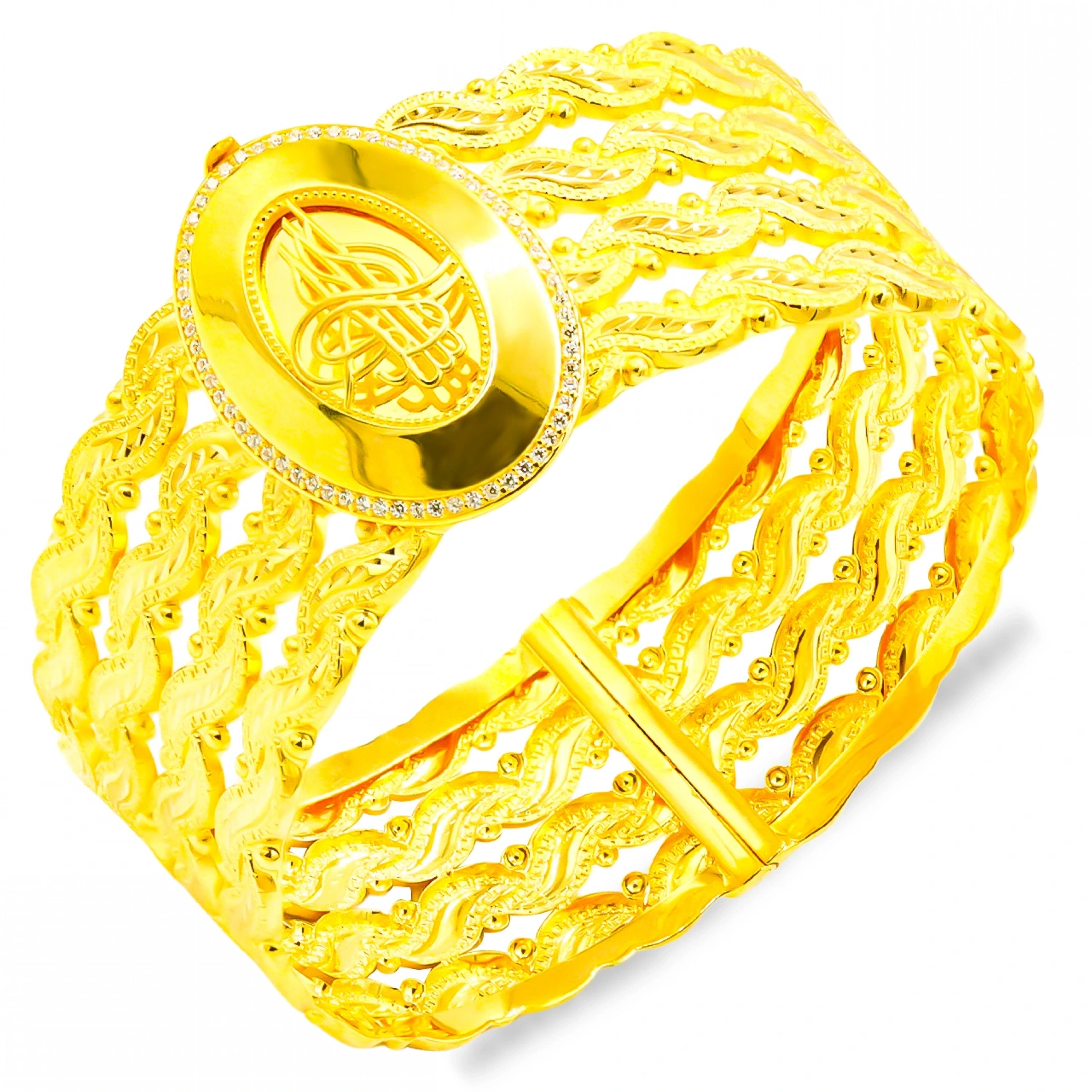 4 Sıralı Tuğra Model 8 Ayar Kelepçe Bilezik