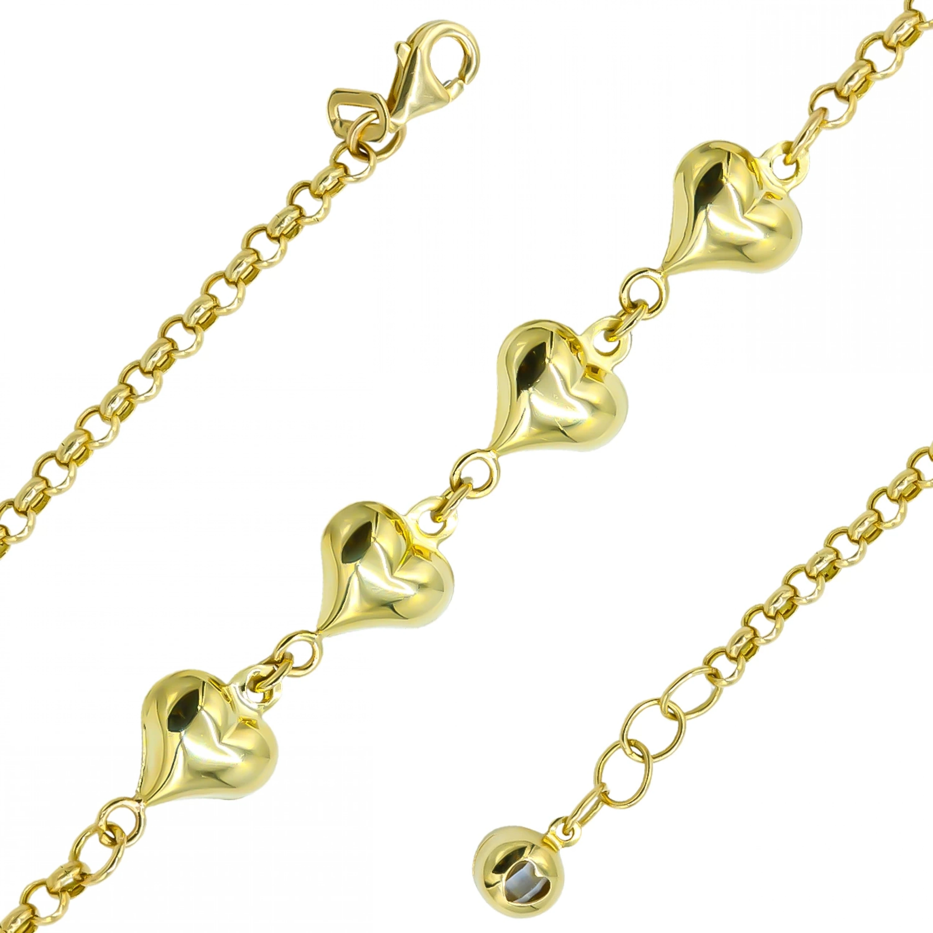 4lü Kalp 14 Ayar Altın Bileklik