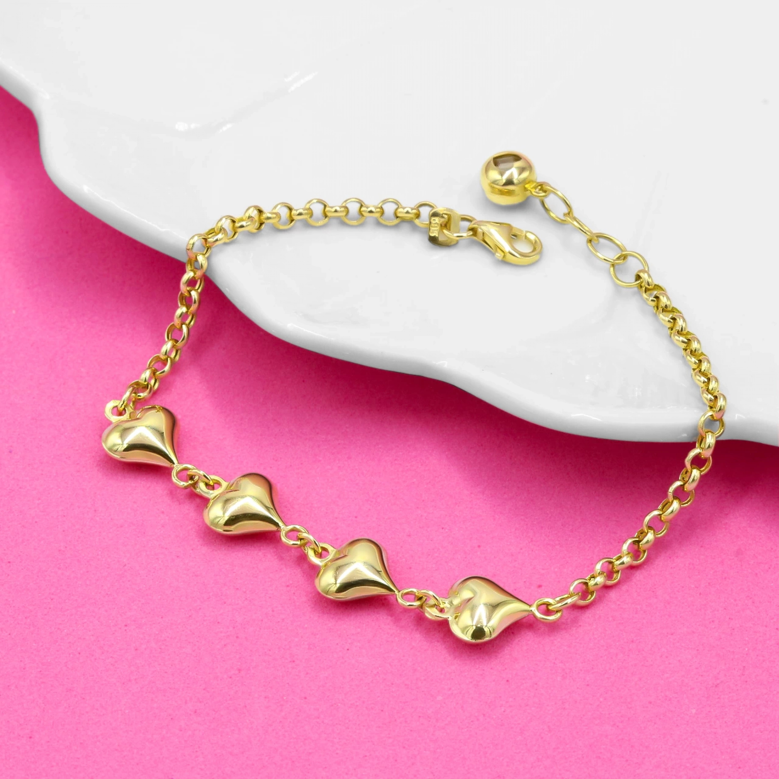 4lü Kalp 14 Ayar Altın Bileklik