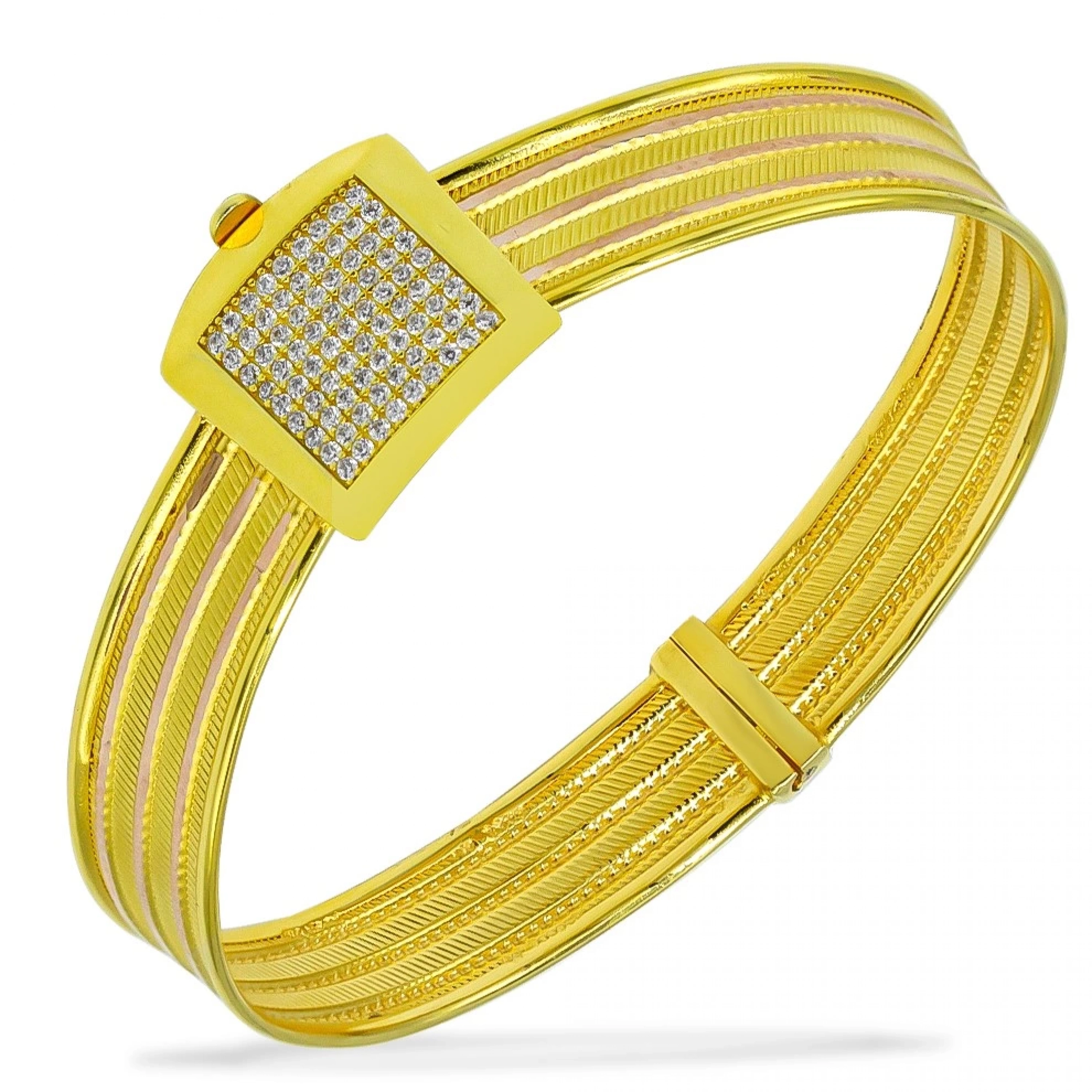 4 Sıra Taşlı Trabzon Hasır 8 Ayar Kelepçe Bilezik