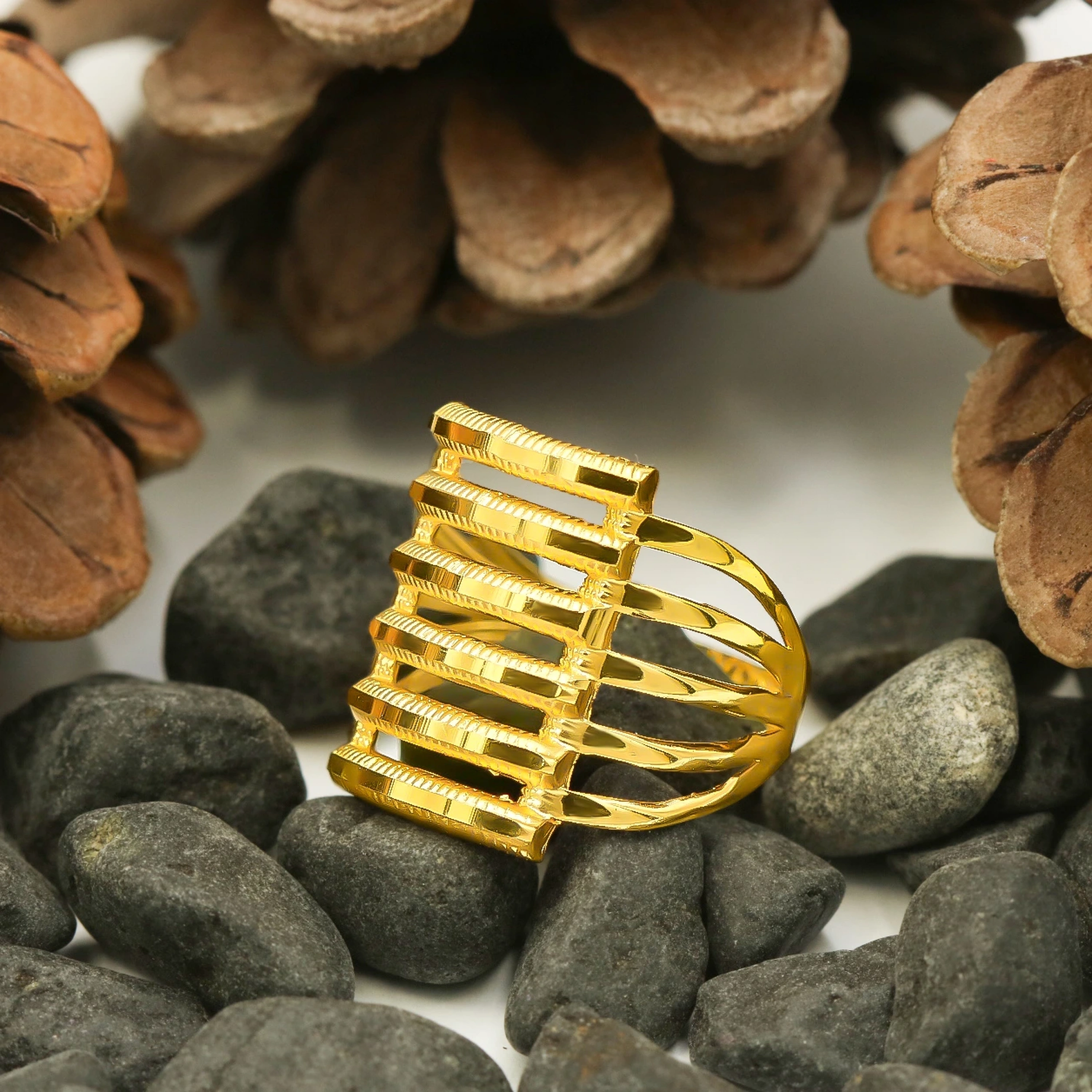 6lı Ajda Kaburgalı 14 Ayar Altın Yüzük