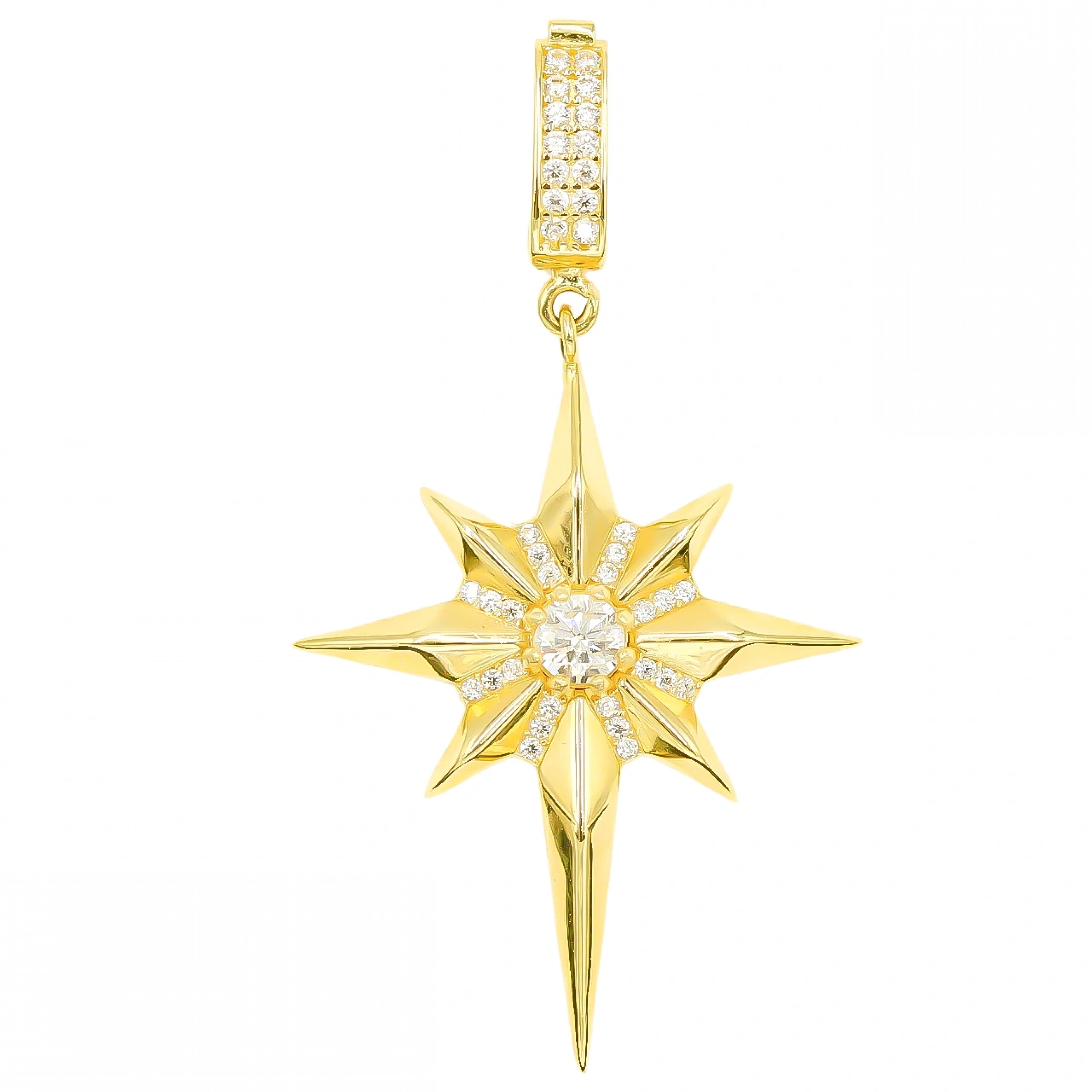 Taşlı Kuzey Yıldızı 14 Ayar Altın Kolye Ucu