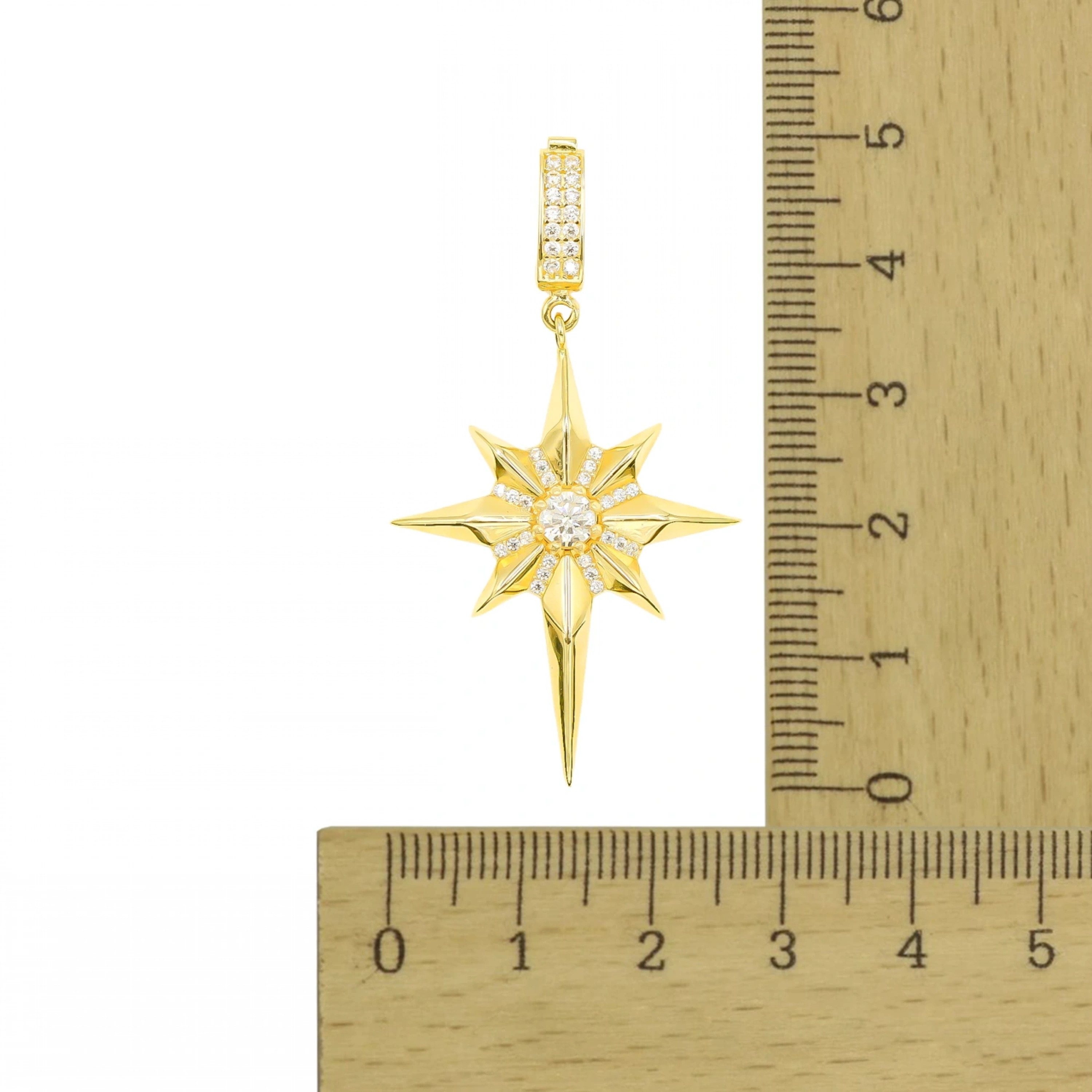 Taşlı Kuzey Yıldızı 14 Ayar Altın Kolye Ucu