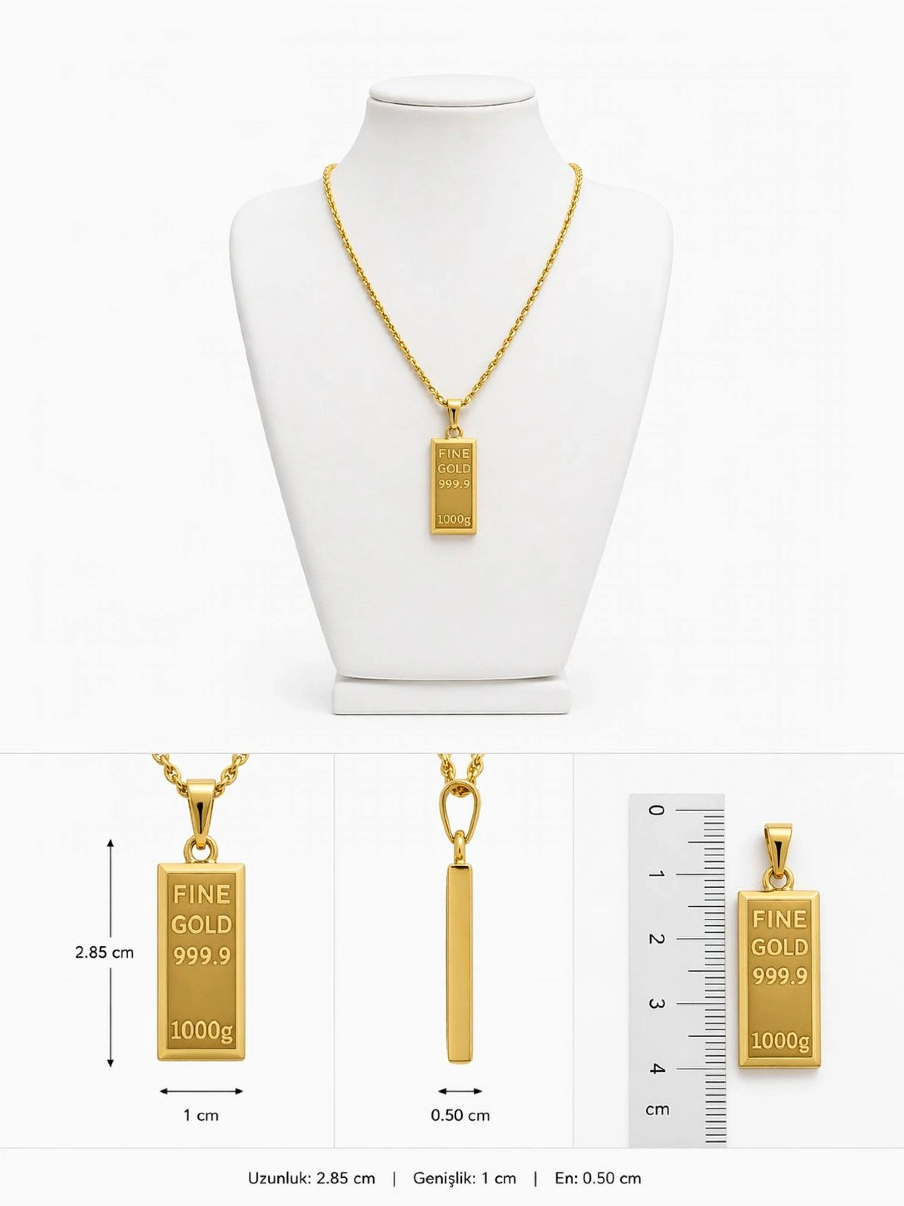 Külçe 22 Ayar Altın Kolye Ucu