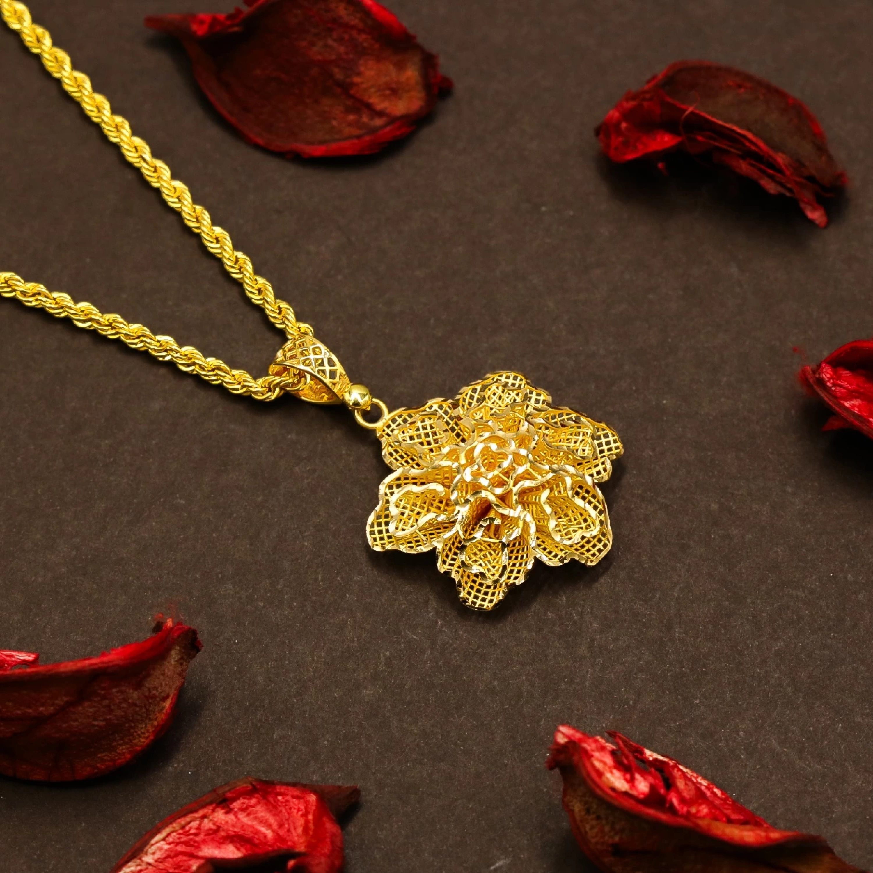 Tasarım Çiçek 22 Ayar Altın Kolye Ucu