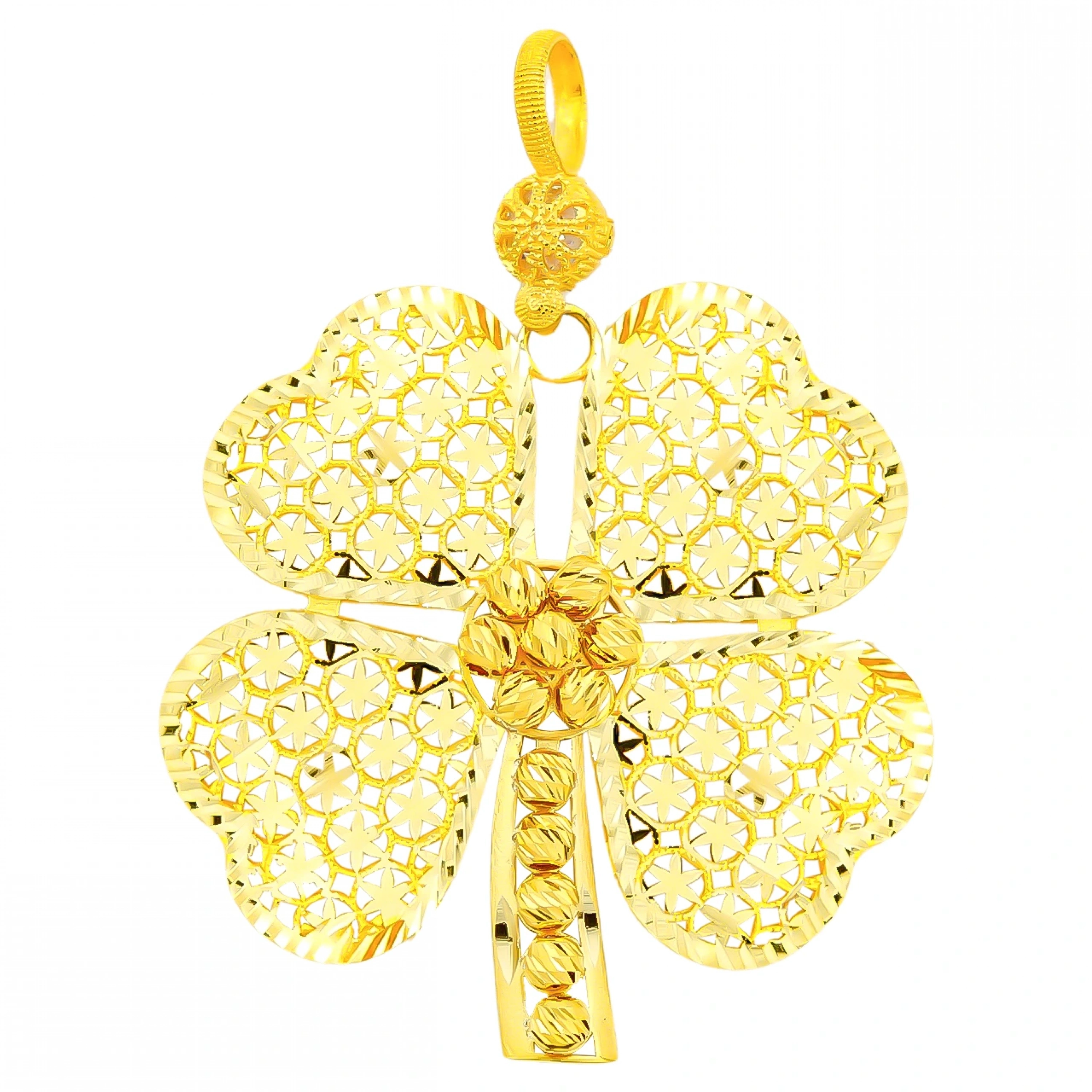 Dorikalı Yonca 14 Ayar Altın Kolye Ucu