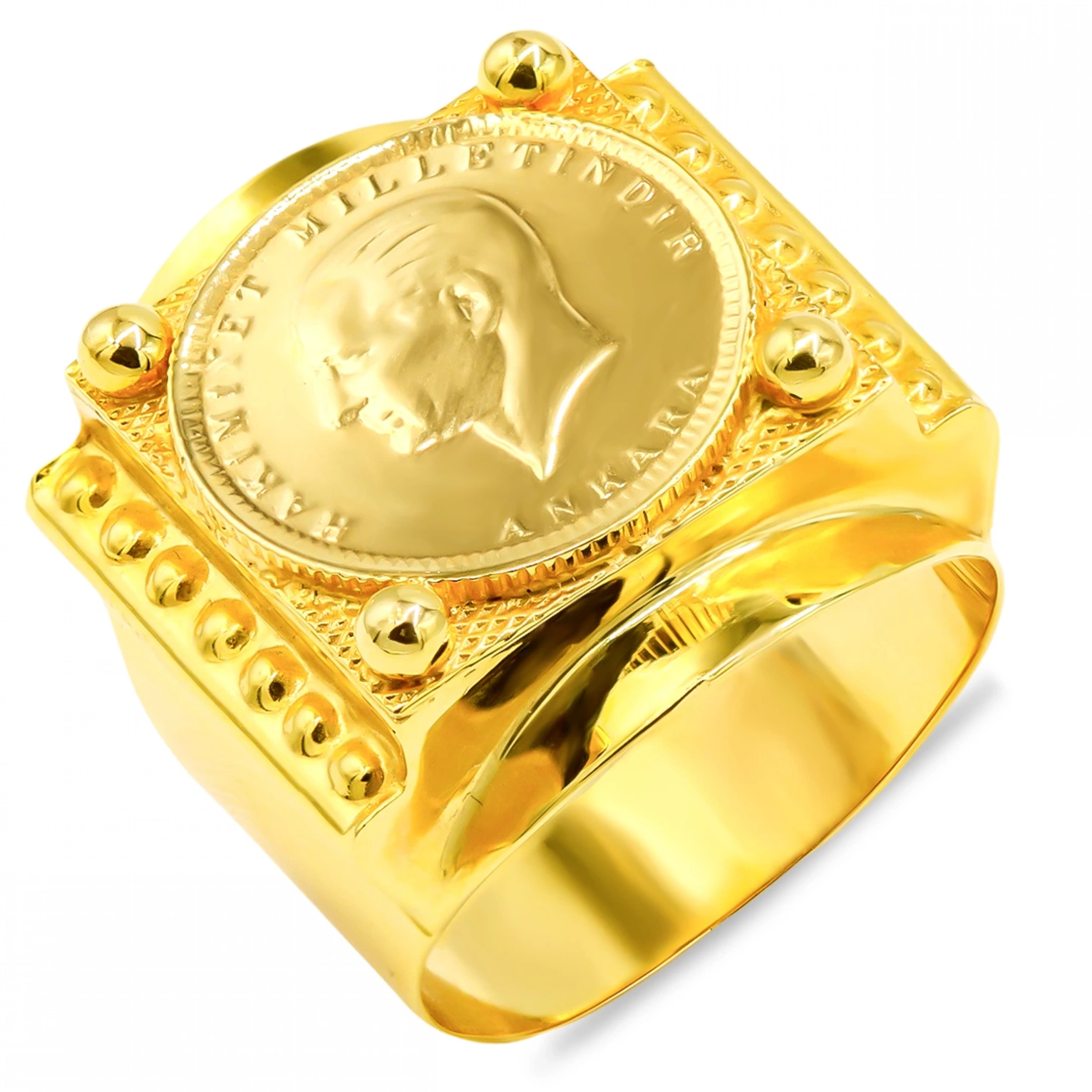 Ata Lirası 14 Ayar Altın Erkek Yüzük