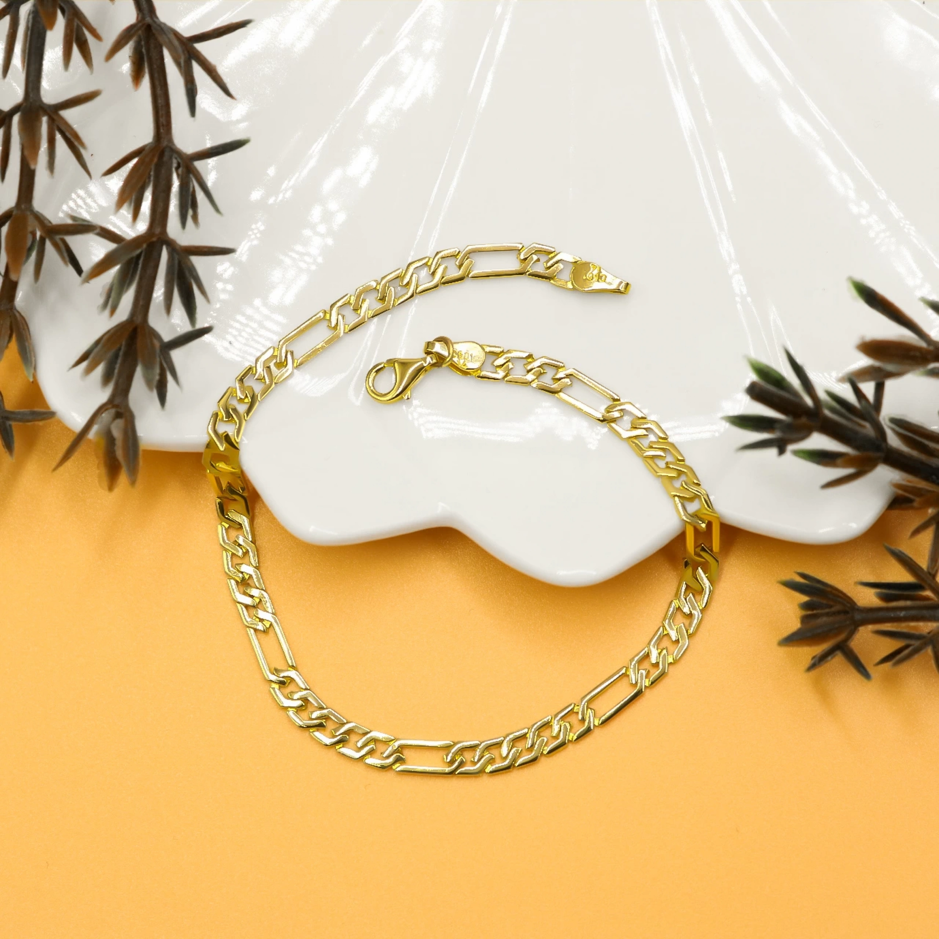 Figaro Model 14 Ayar Altın Bileklik