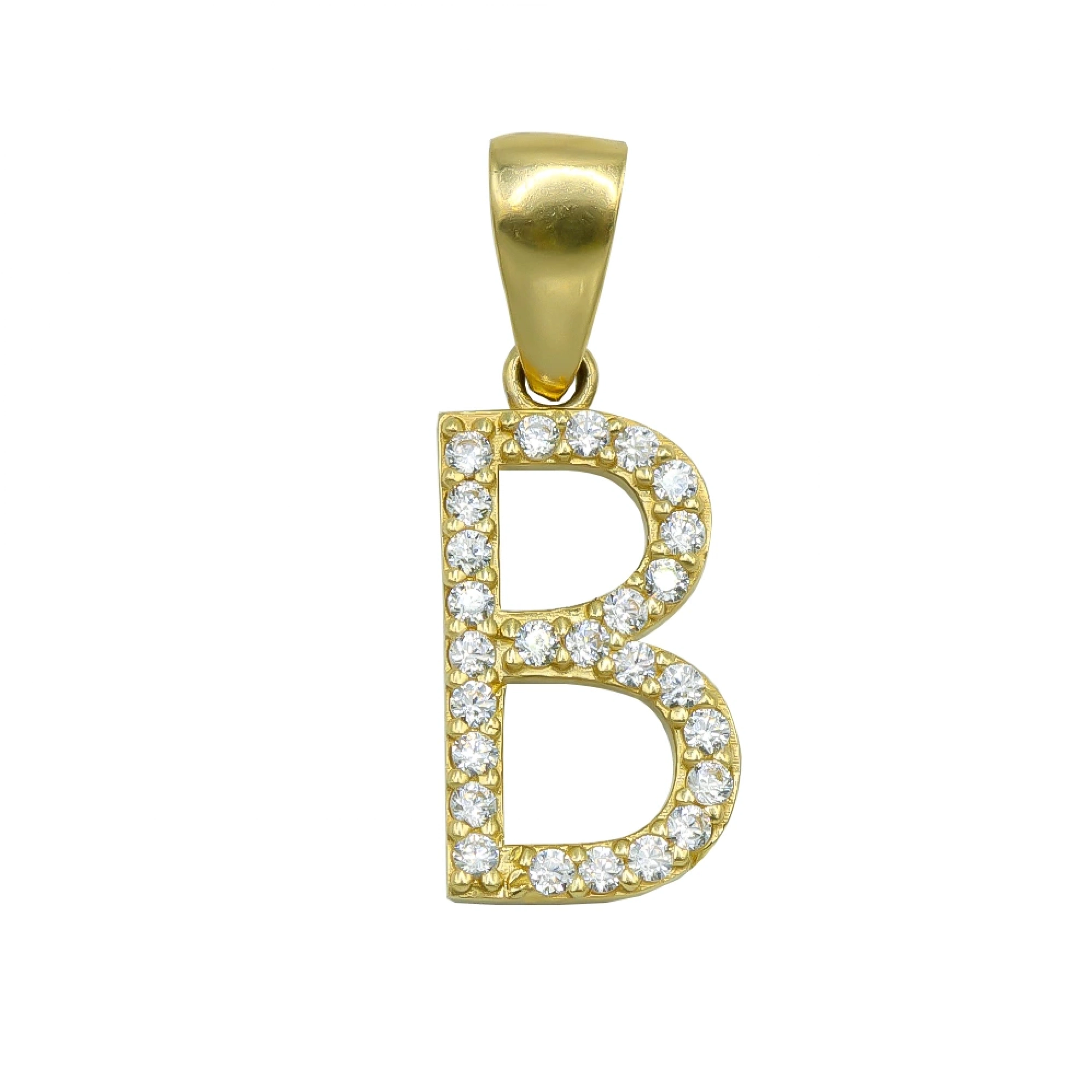 B Harfi 14 Ayar Altın Kolye Ucu