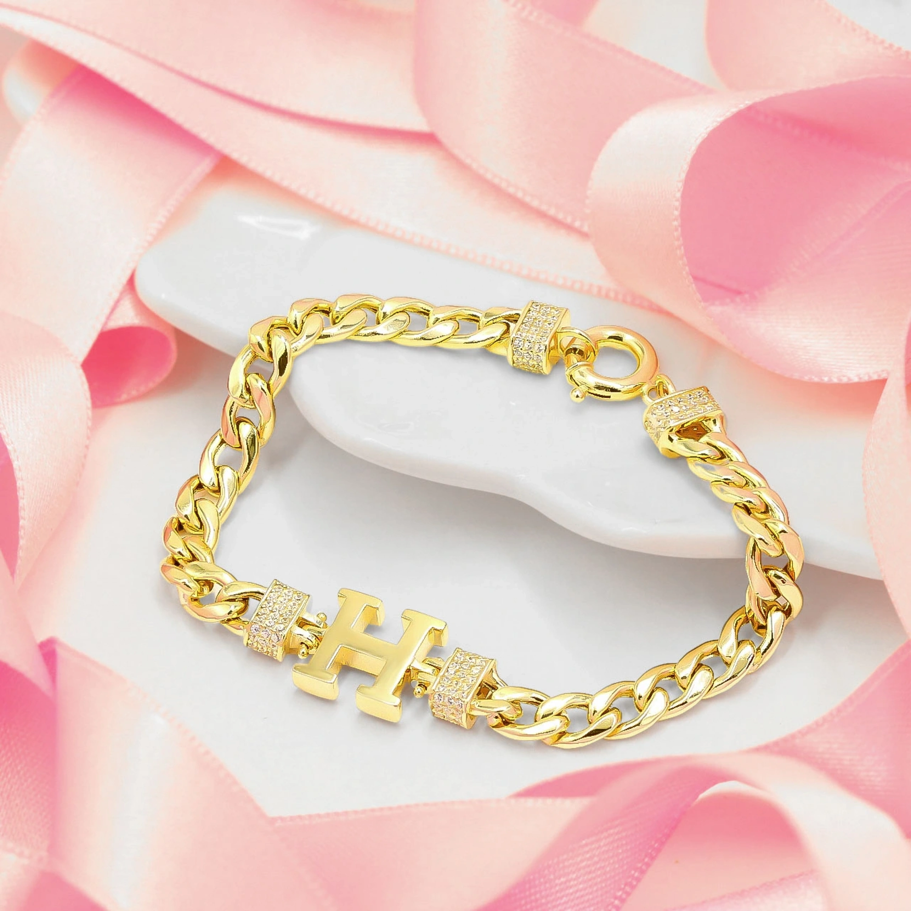 H Harfli 14 Ayar Altın Bileklik