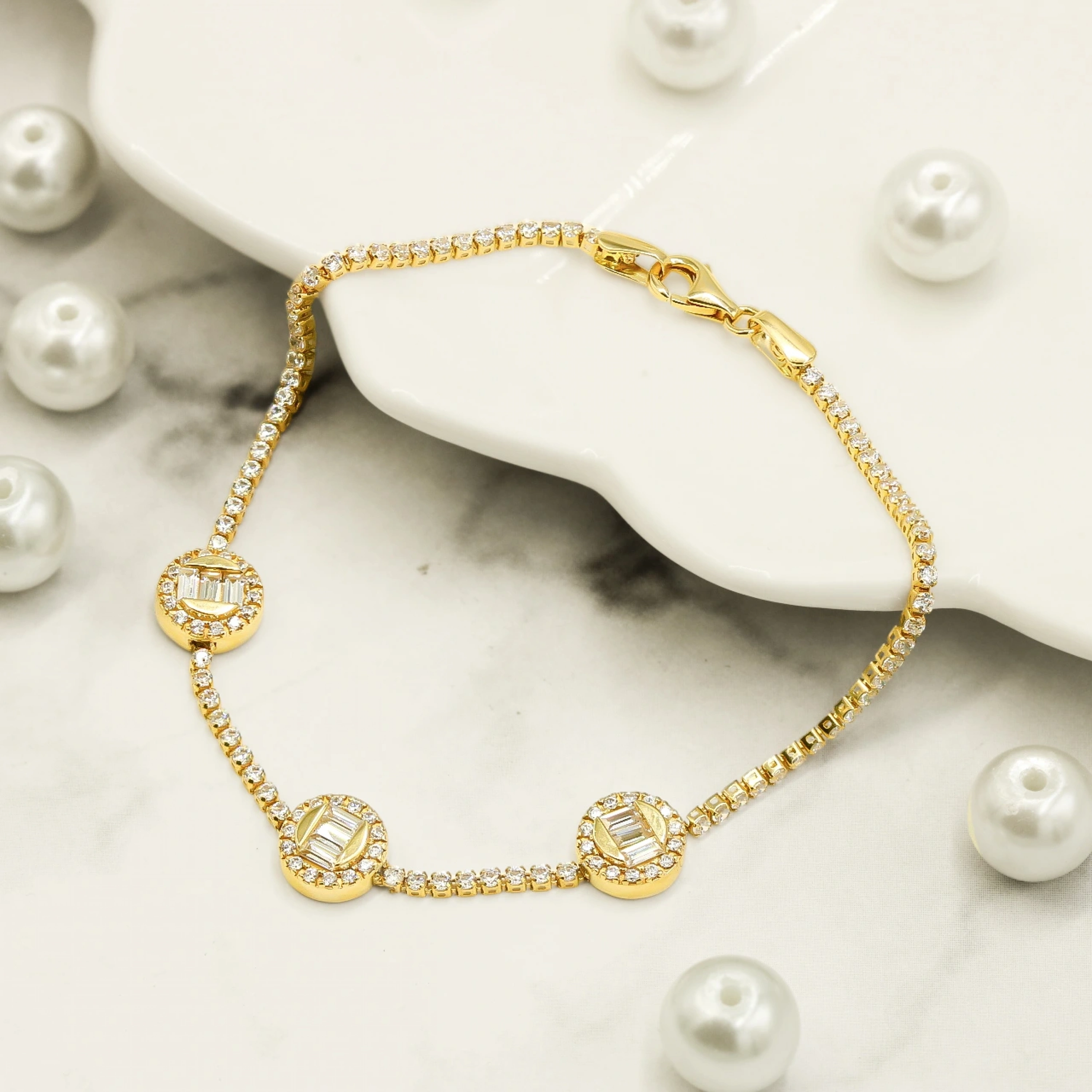 Üçlü Baget 14 Ayar Altın Bileklik