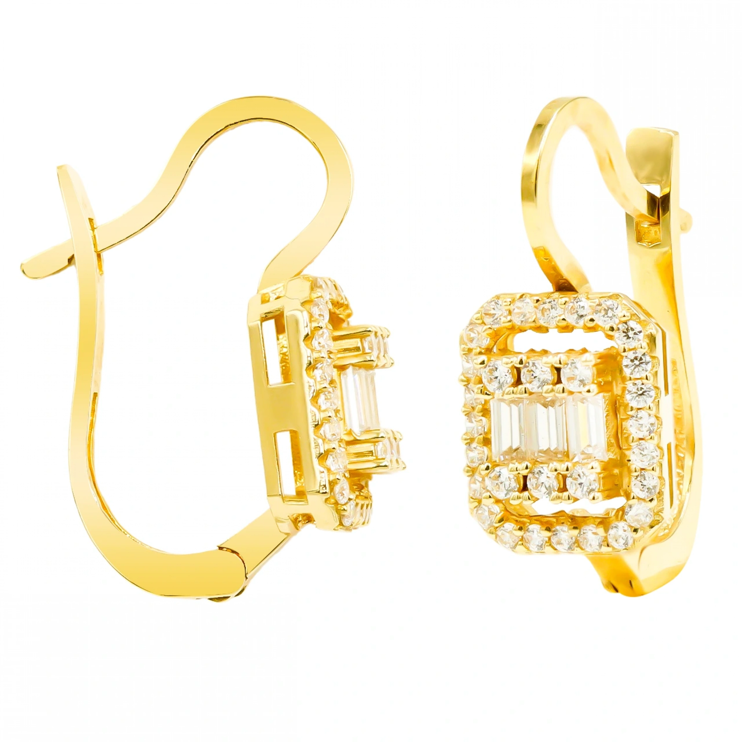 Baget 14 Ayar Klipsli Altın Küpe