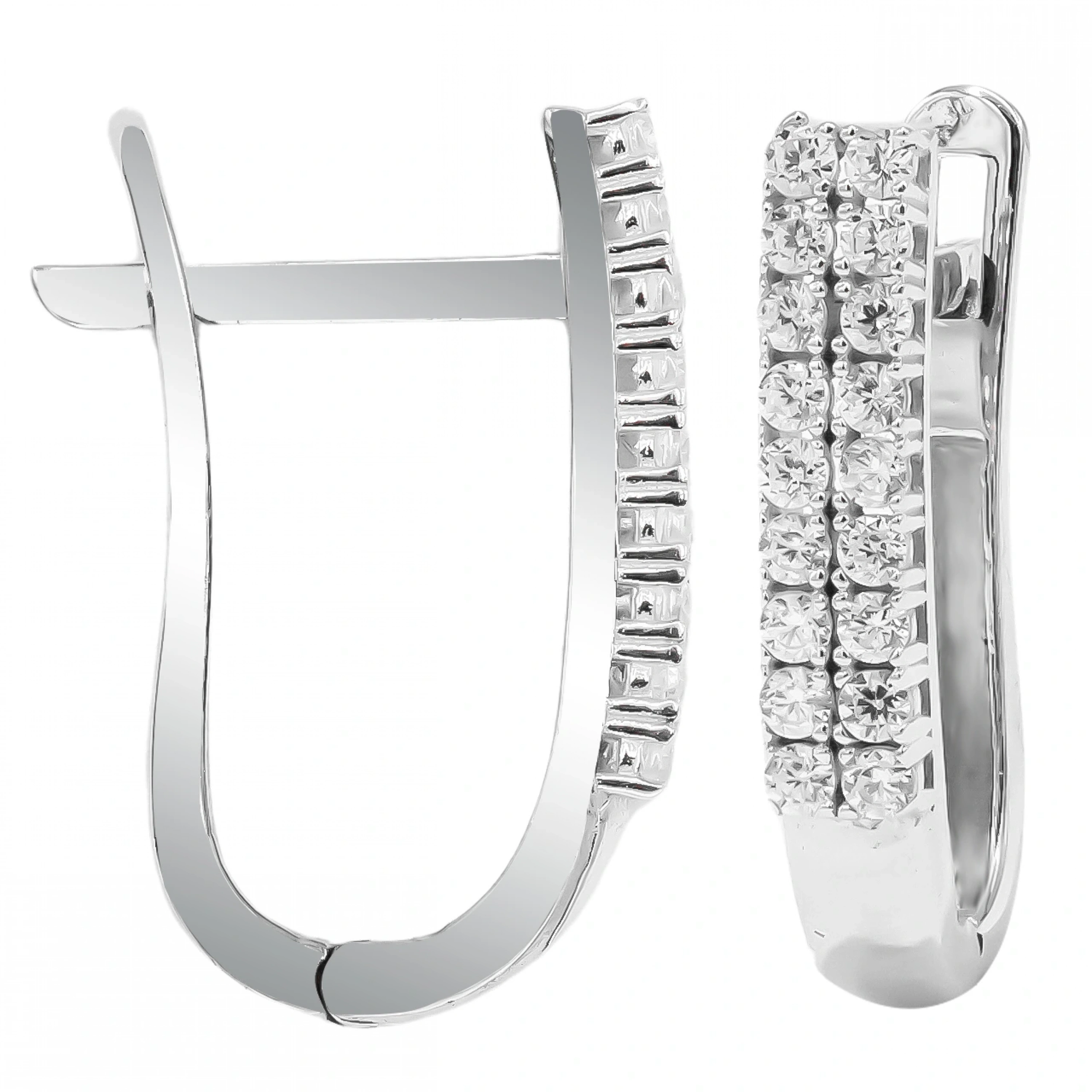 Çift Sıra Taşlı 14 Ayar Klipsli Altın Küpe