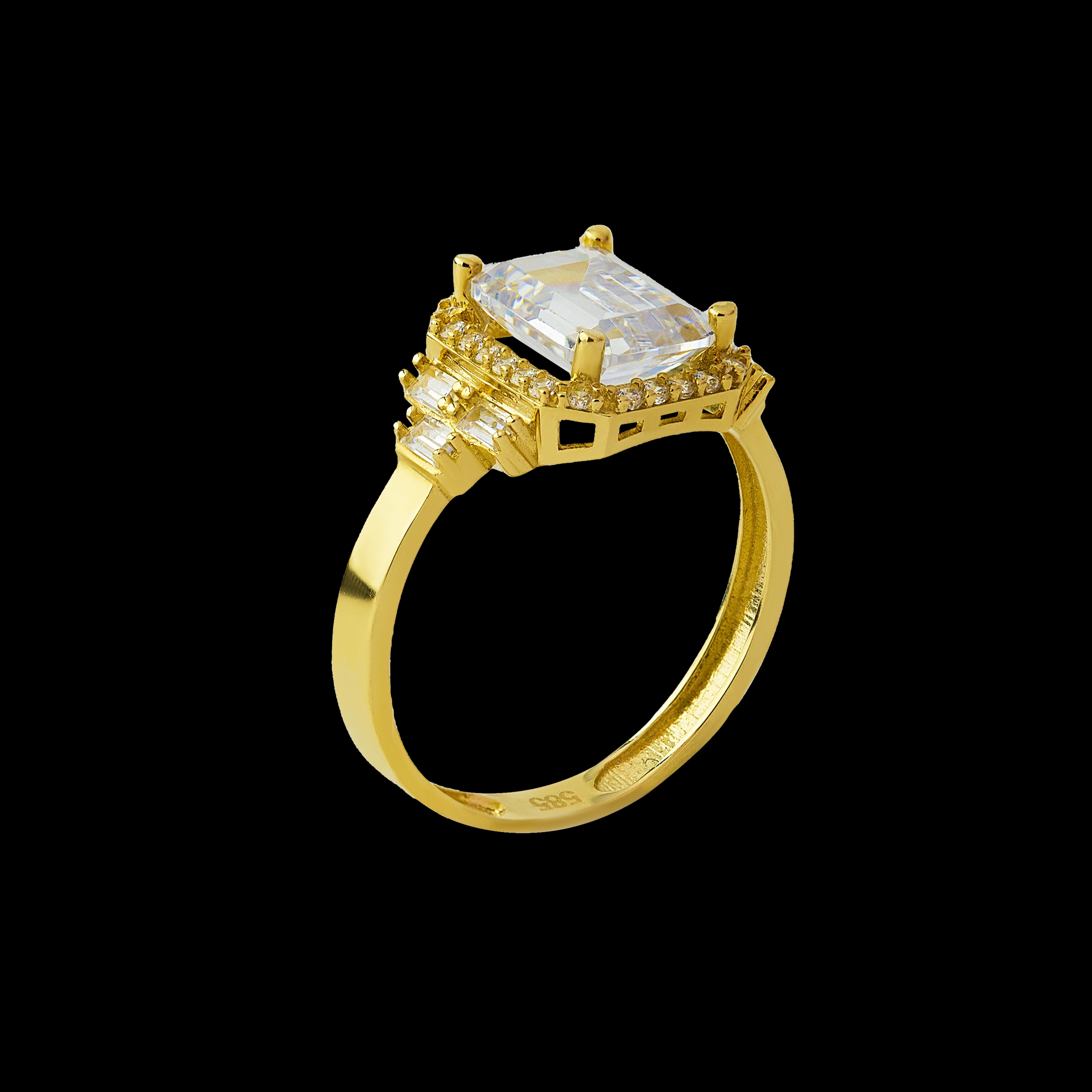 Baget Dikdörtgen Elegance 14 Ayar Altın Yüzük