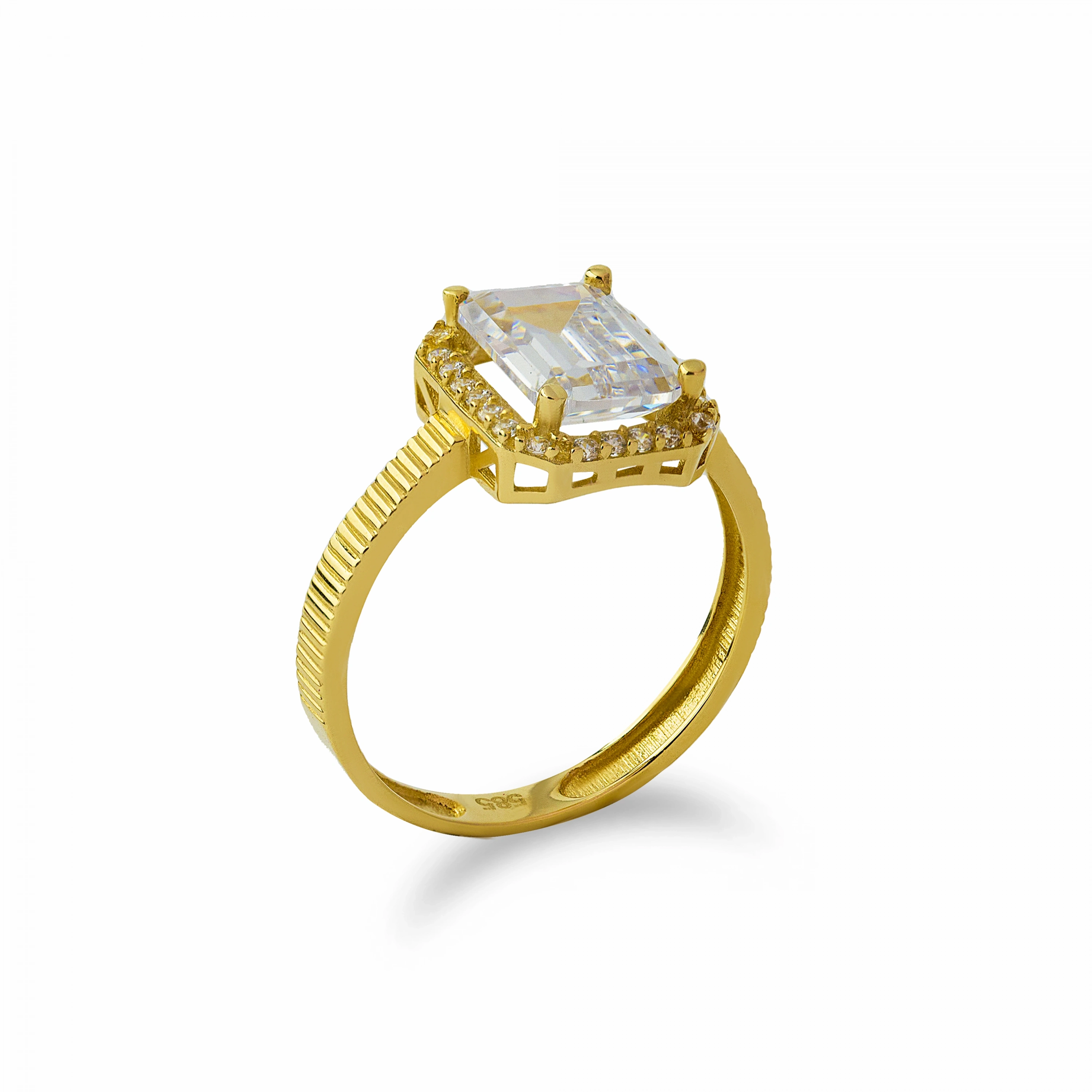 Baget İnce Dikdörtgen 14 Ayar Altın Yüzük