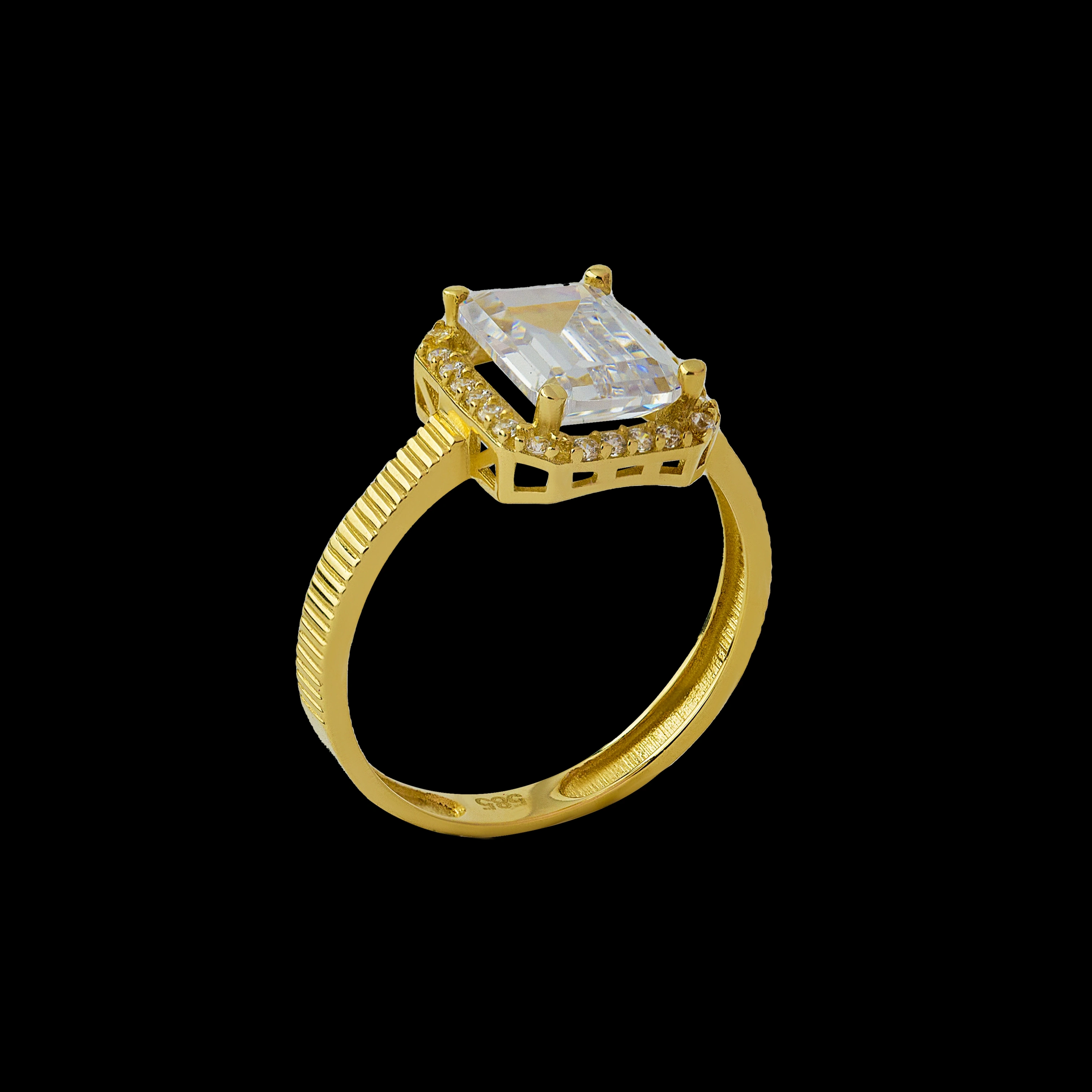 Baget İnce Dikdörtgen 14 Ayar Altın Yüzük