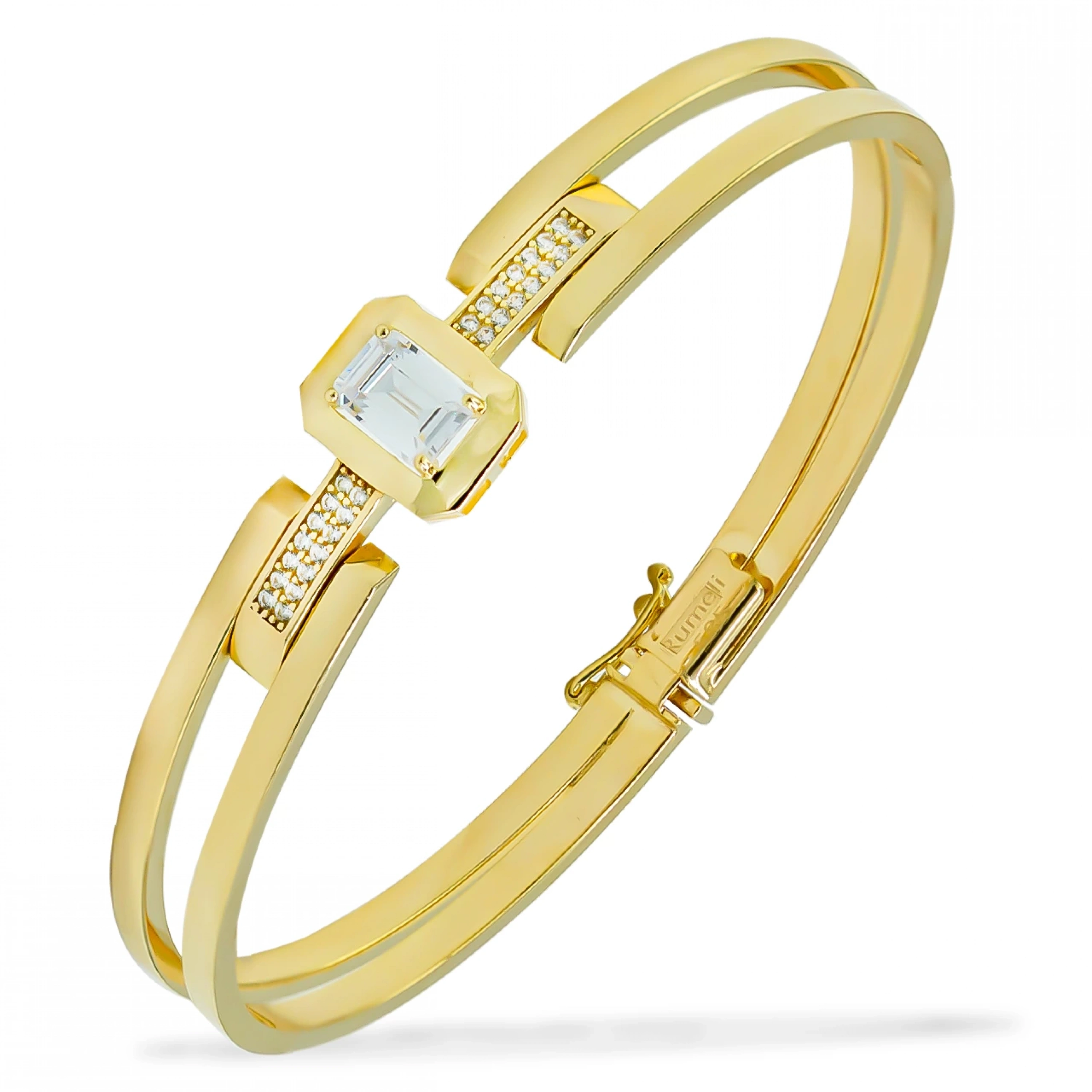 Baget Taşlı 14 Ayar Kelepçe Bilezik