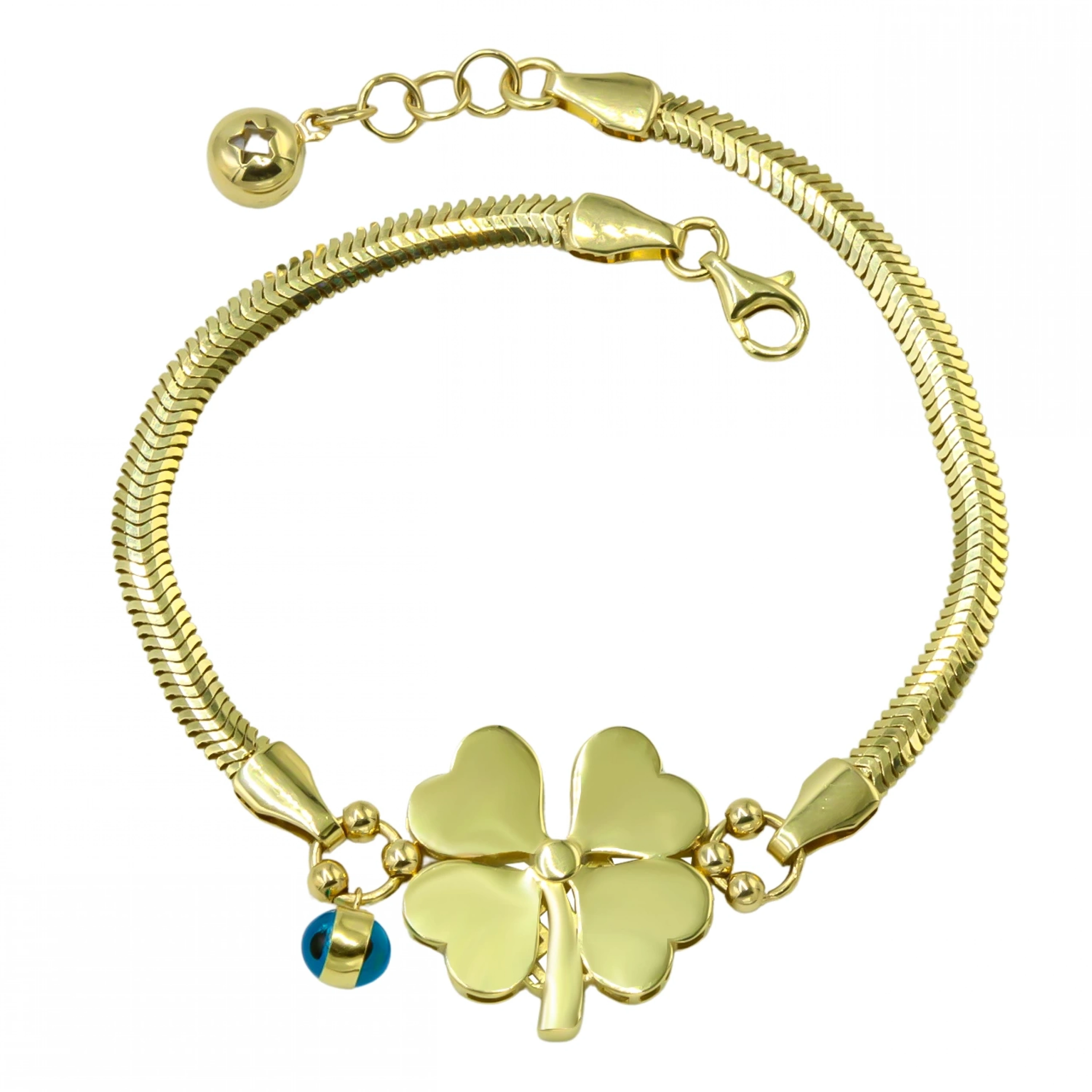 Balık Sırtı Yonca 14 Ayar Altın Bileklik