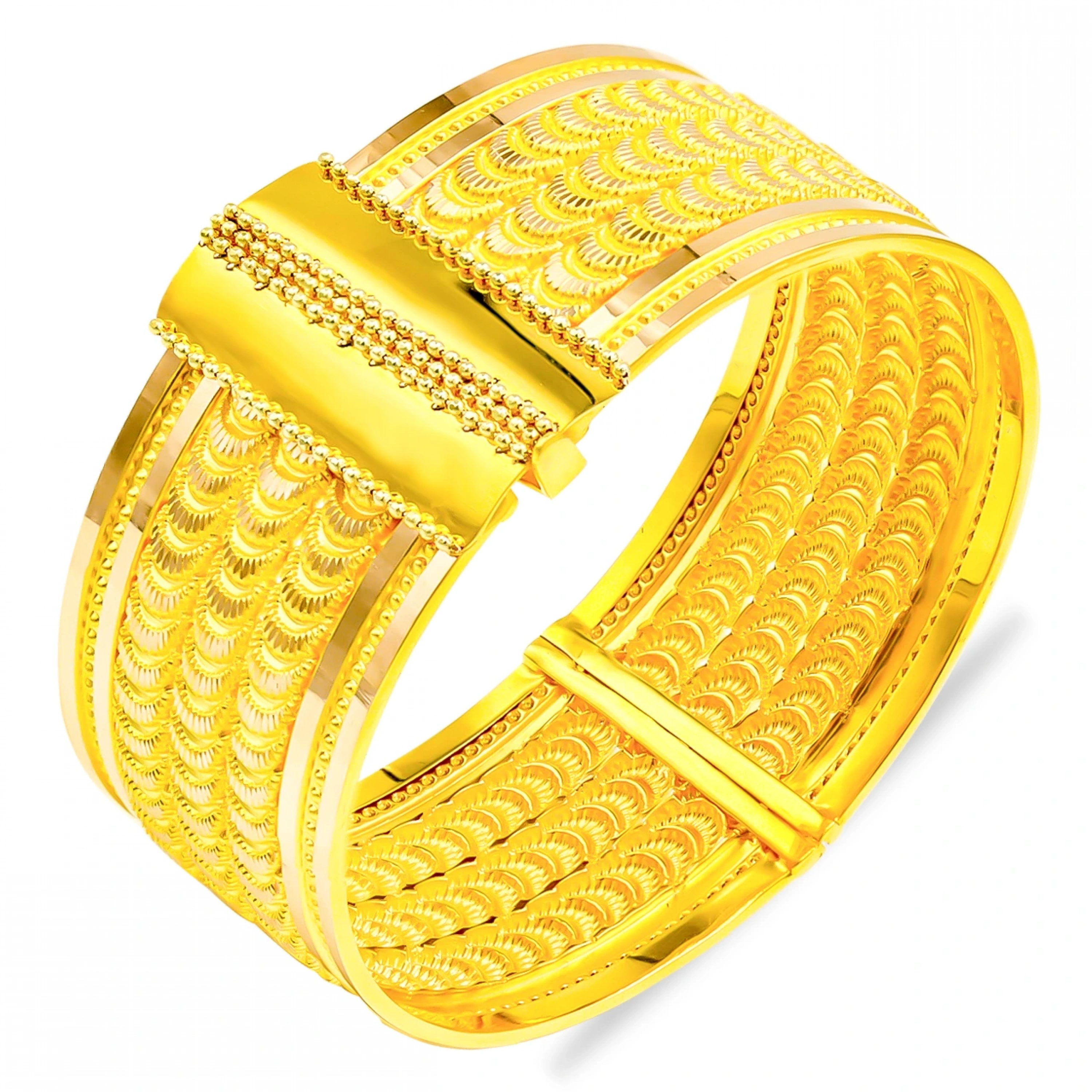 3 Sıra 14 Ayar Altın Kelepçe Bilezik