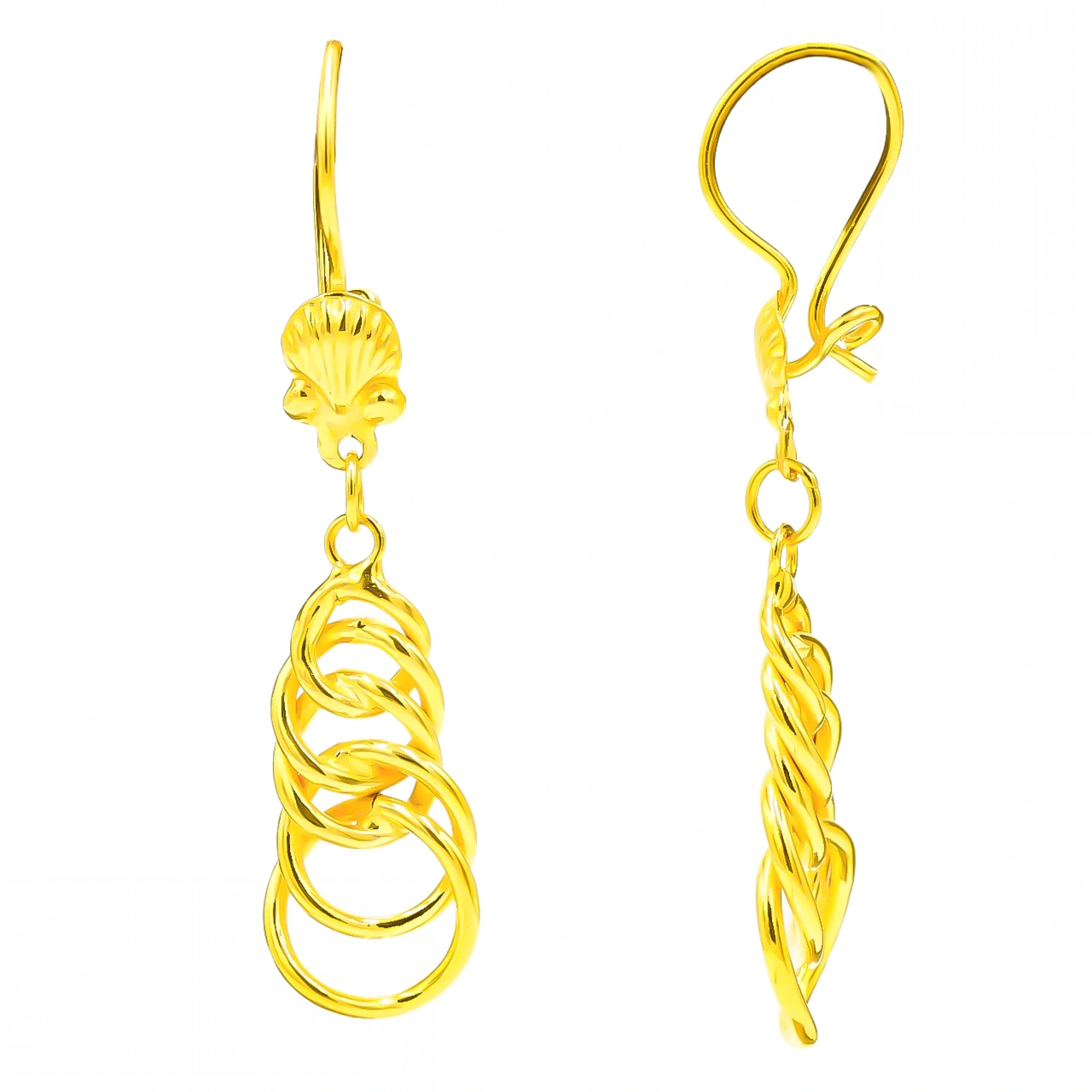 Geçirmeli Halka Sallantılı 22 Ayar Altın Küpe