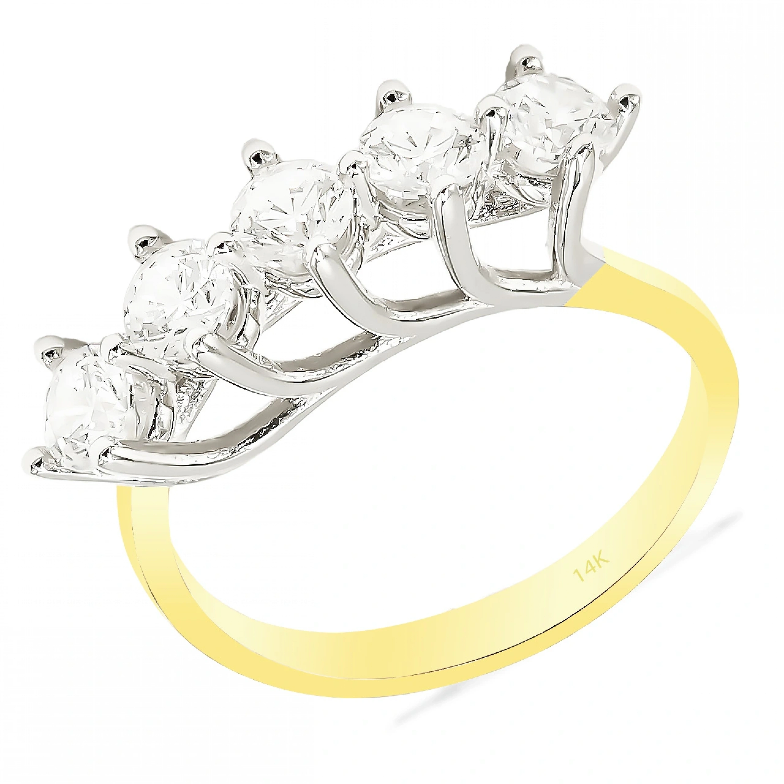 Beyaz Sarı Beştaş 14 Ayar Altın Yüzük