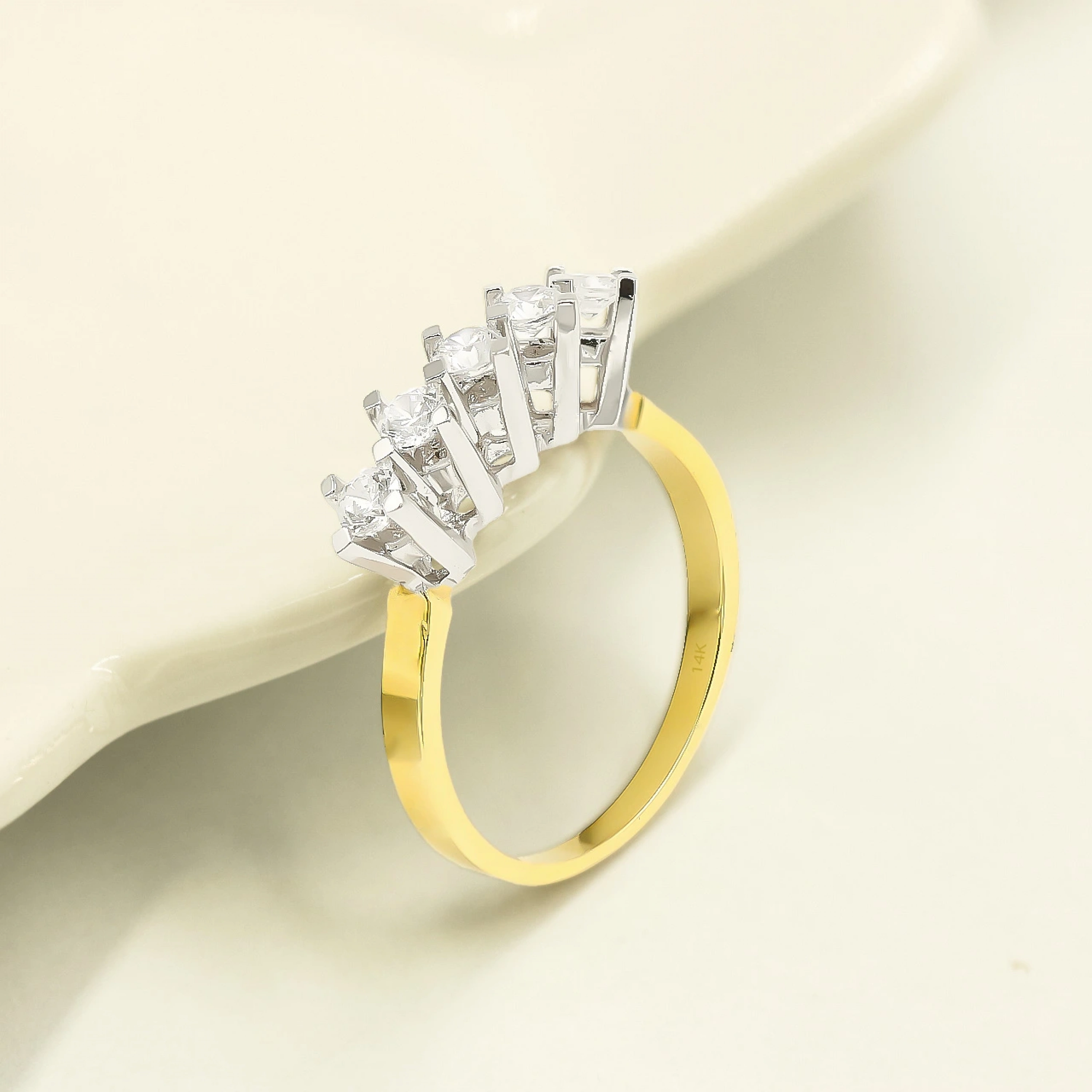 Sarı Beyaz Beştaş 14 Ayar Altın Yüzük